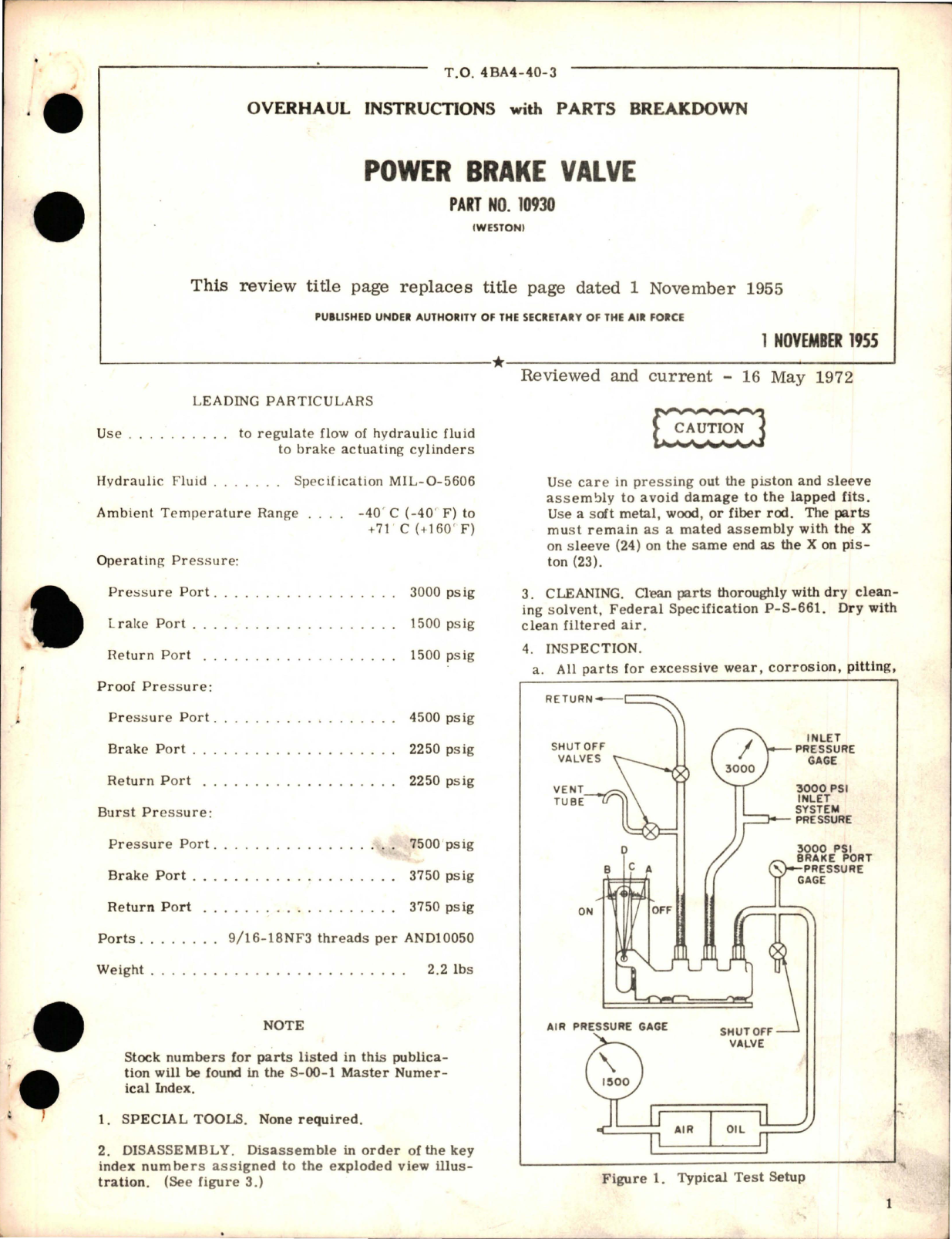 Sample page 1 from AirCorps Library document: Overhaul Instructions with Parts Breakdown for Power Brake Valve - Part 10930
