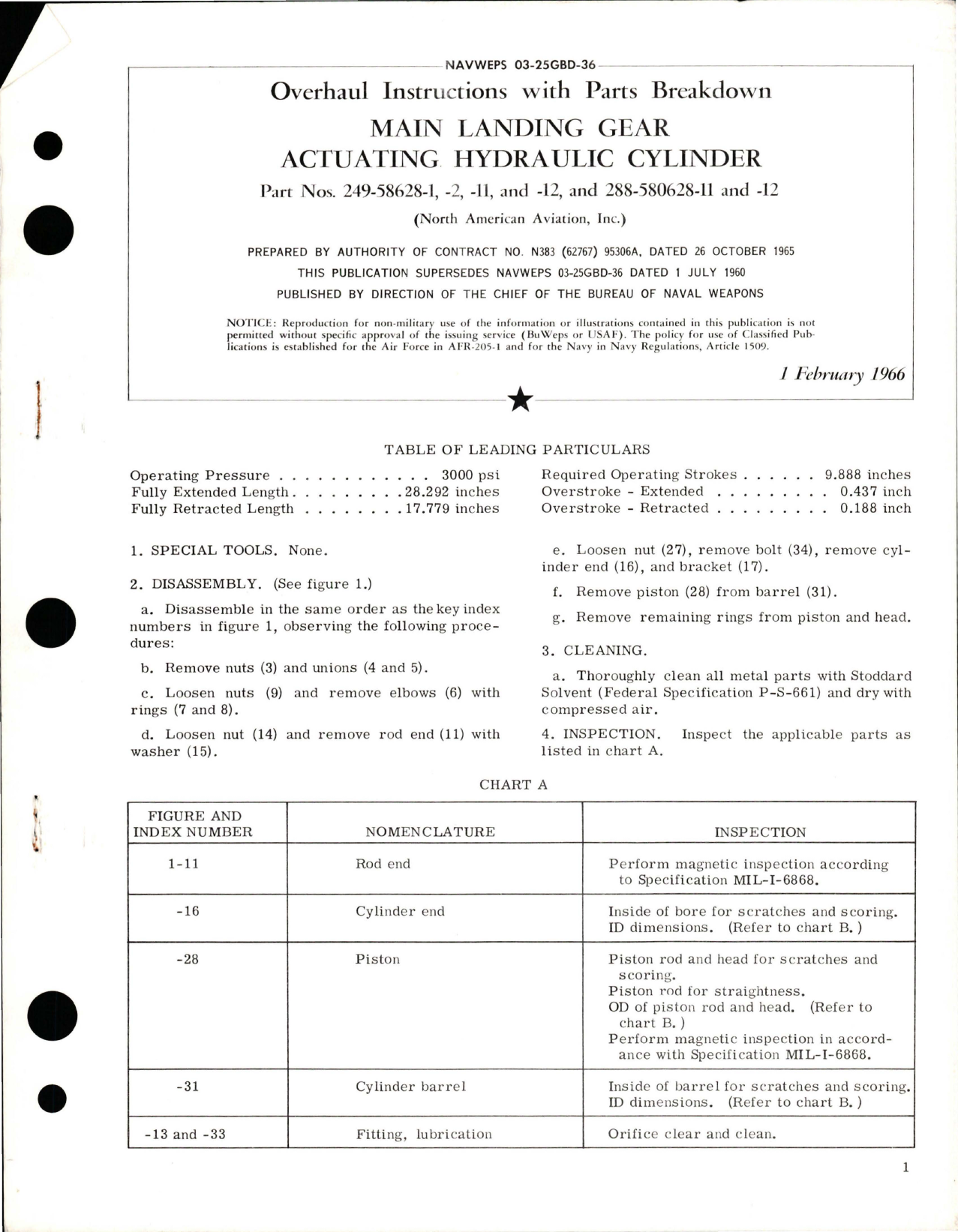 Sample page 1 from AirCorps Library document: Overhaul Instructions with Parts Breakdown for Main Landing Gear Actuating Hydraulic Cylinder 