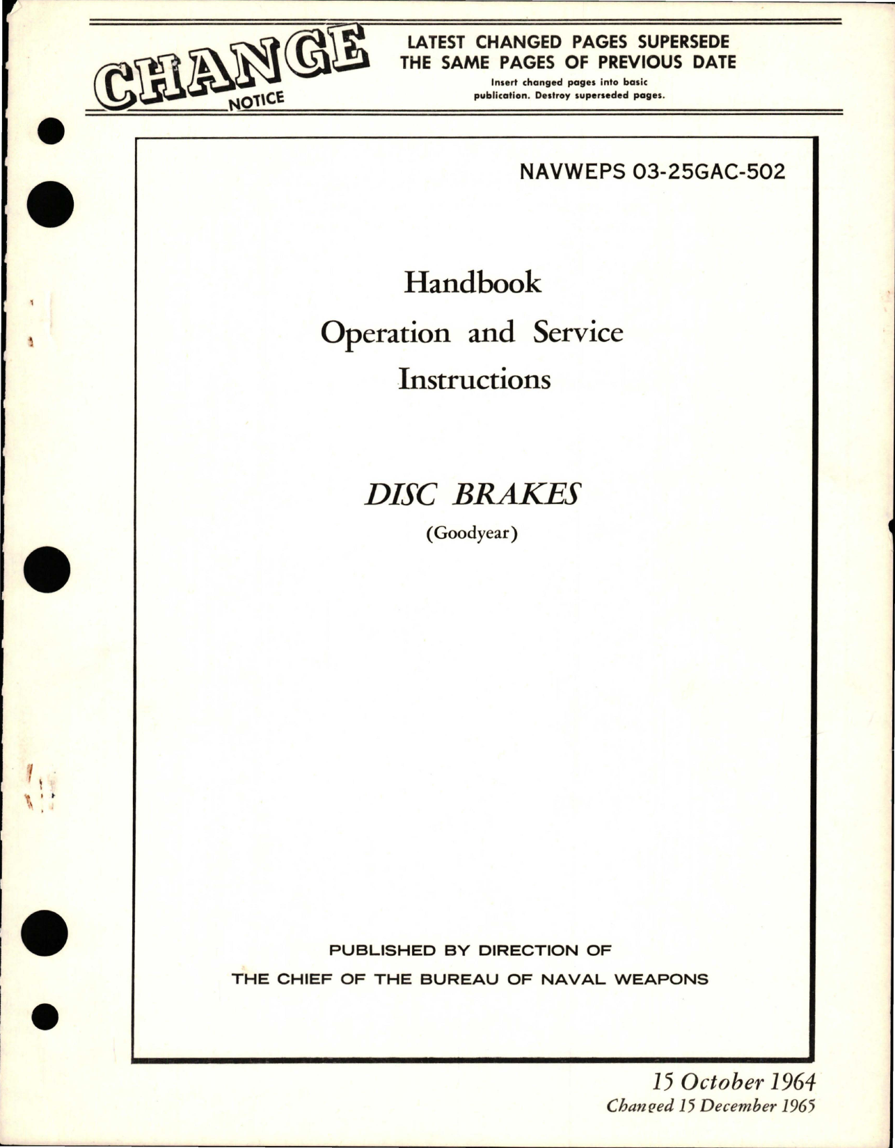 Sample page 1 from AirCorps Library document: Operation and Service Instructions for Disc Brakes 