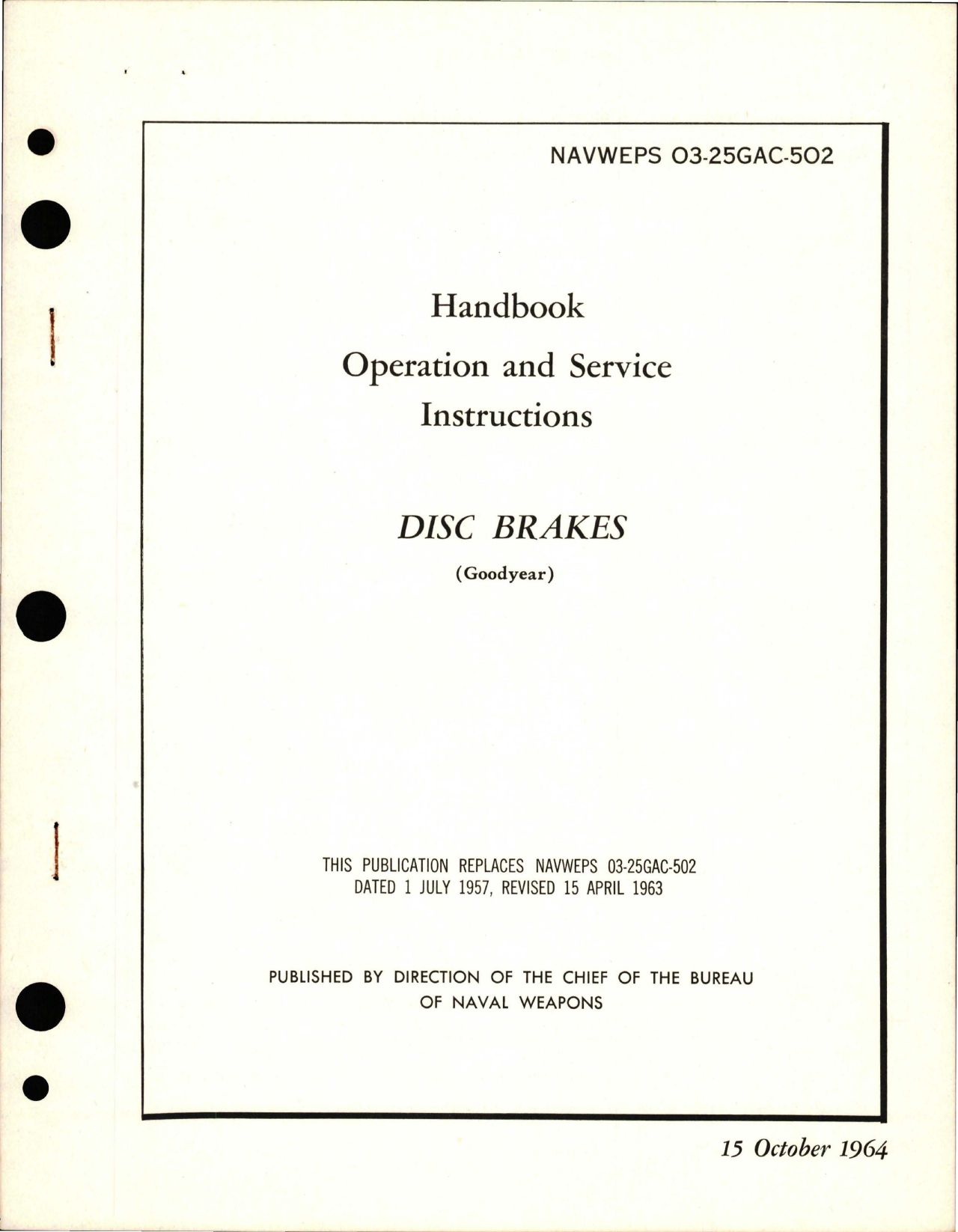 Sample page 1 from AirCorps Library document: Operation and Service Instructions for Disc Brakes