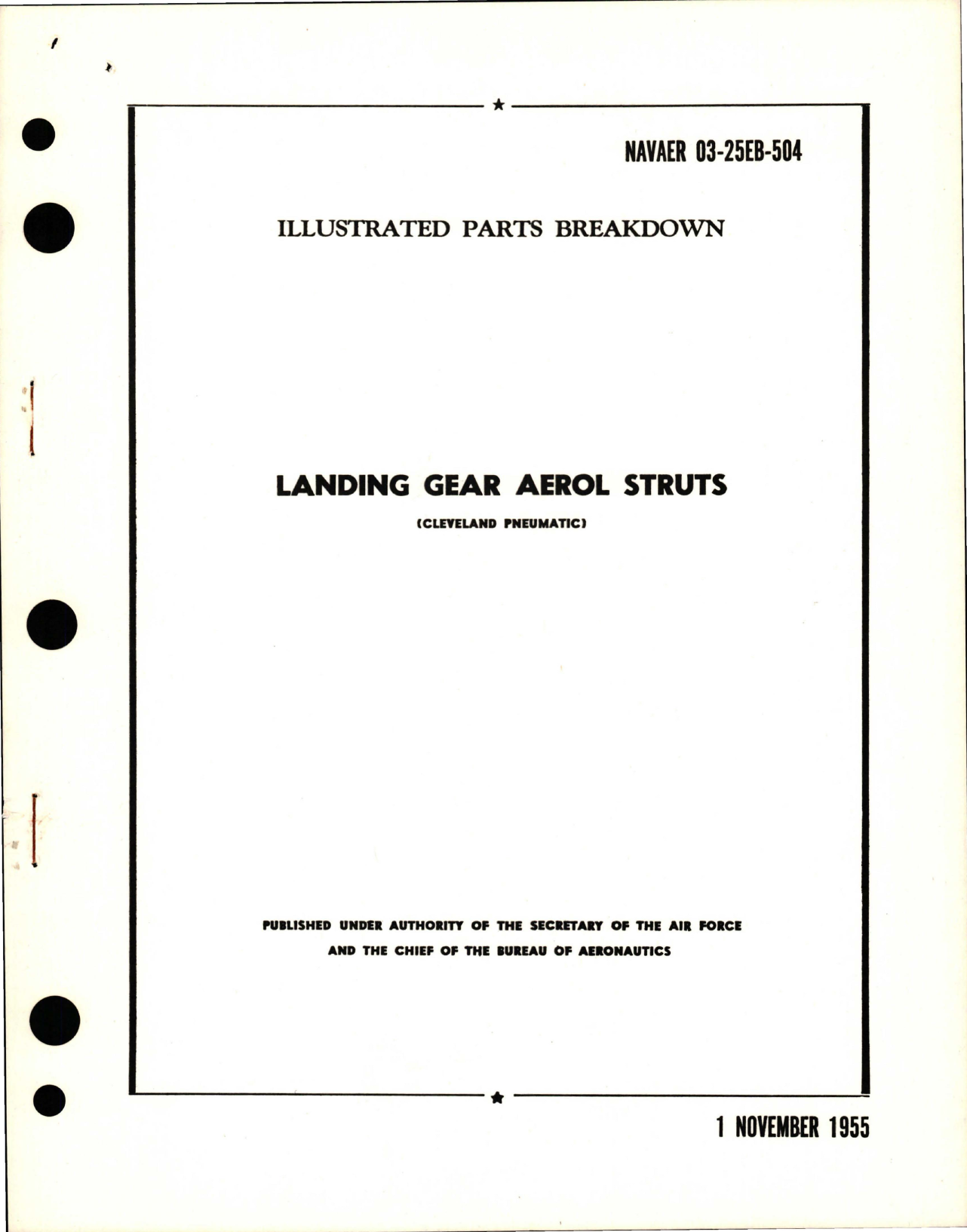 Sample page 1 from AirCorps Library document: Illustrated Parts Breakdown for Landing Gear Aerol Struts