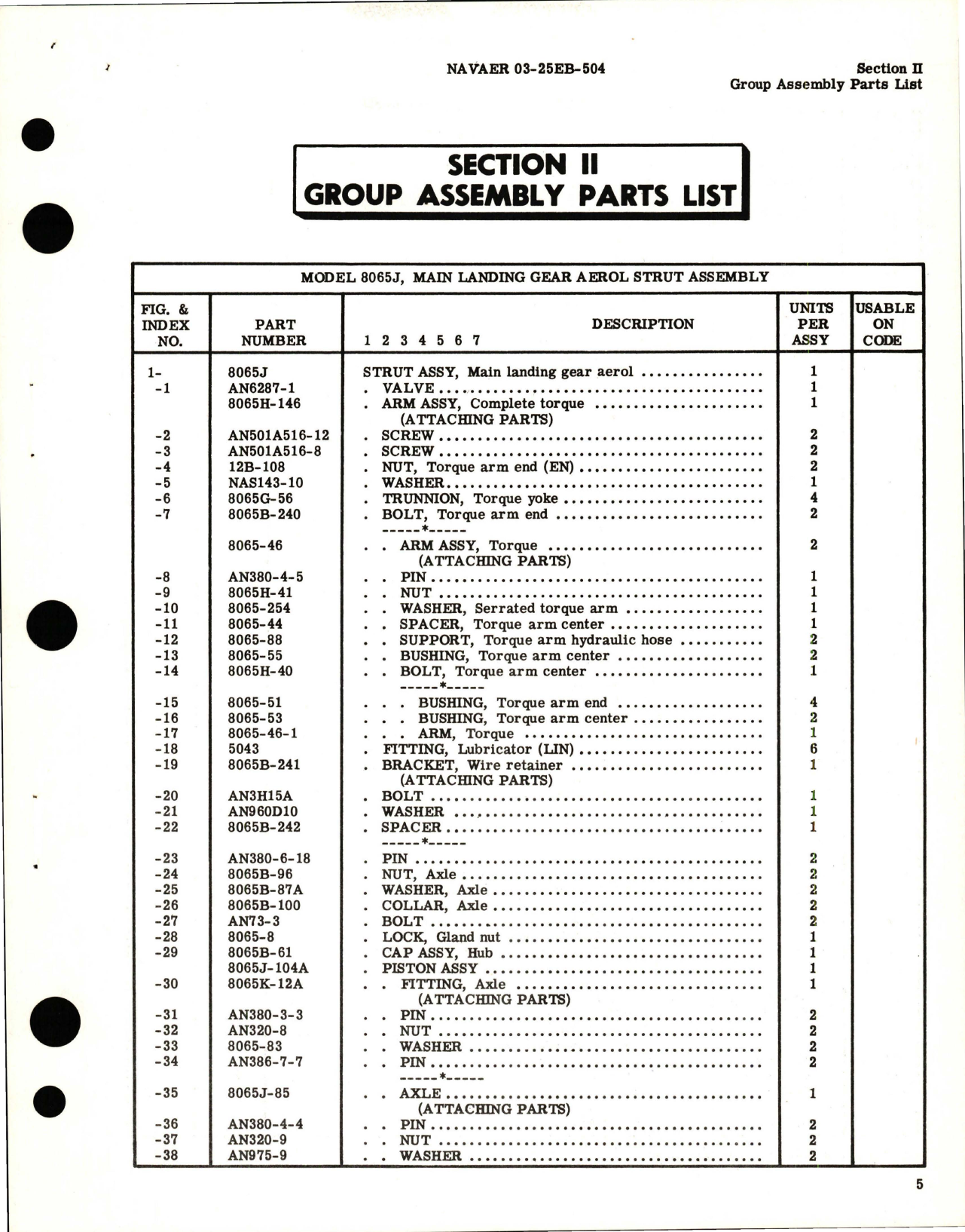 Sample page 7 from AirCorps Library document: Illustrated Parts Breakdown for Landing Gear Aerol Struts