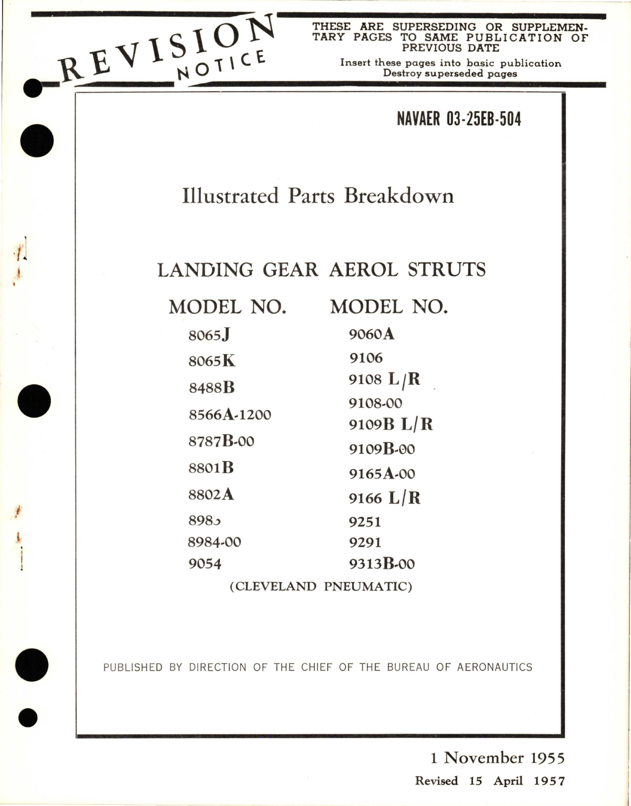 Sample page 1 from AirCorps Library document: Illustrated Parts Breakdown for Landing Gear Aerol Struts 