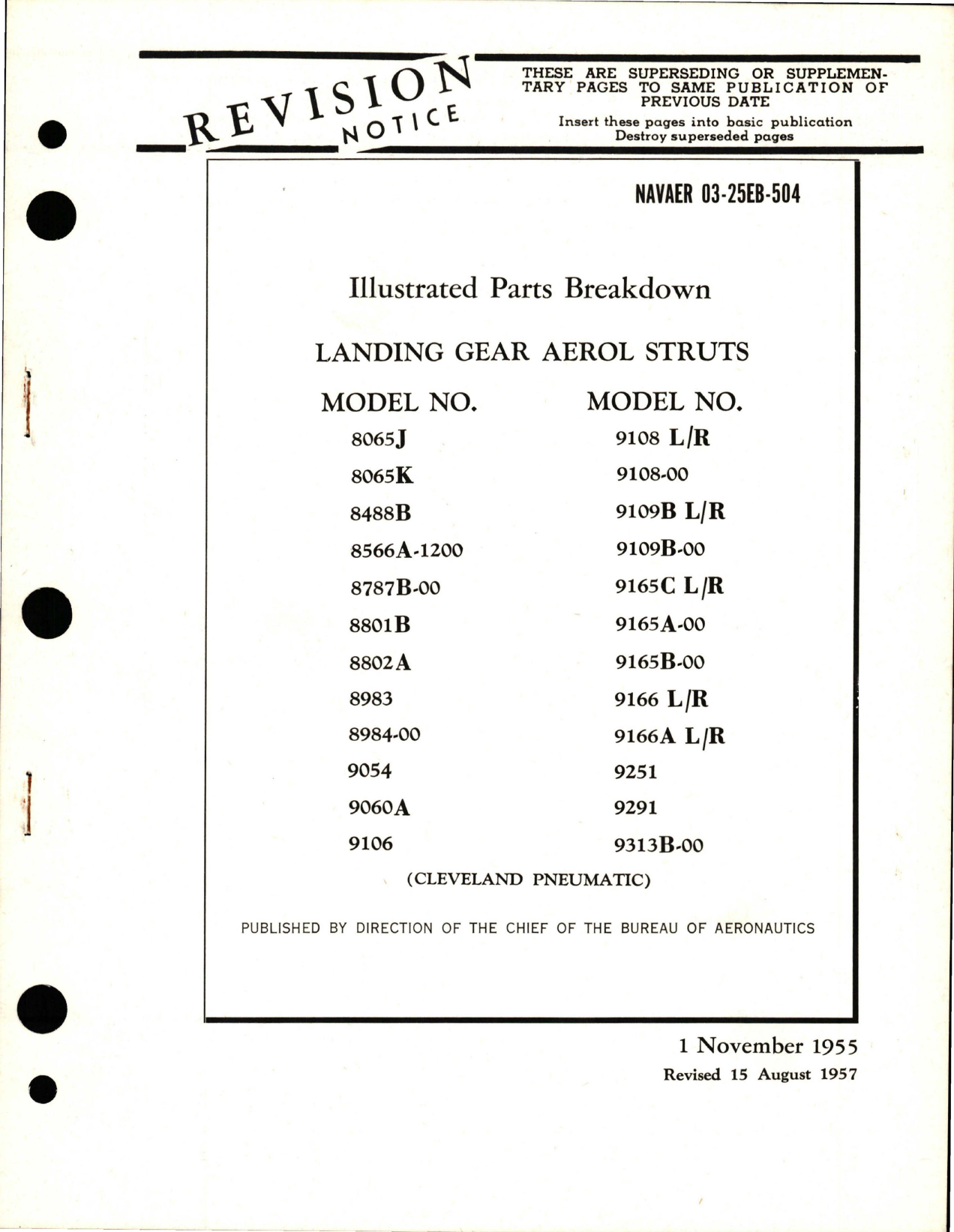 Sample page 1 from AirCorps Library document: Illustrated Parts Breakdown for Landing Gear Aerol Struts 