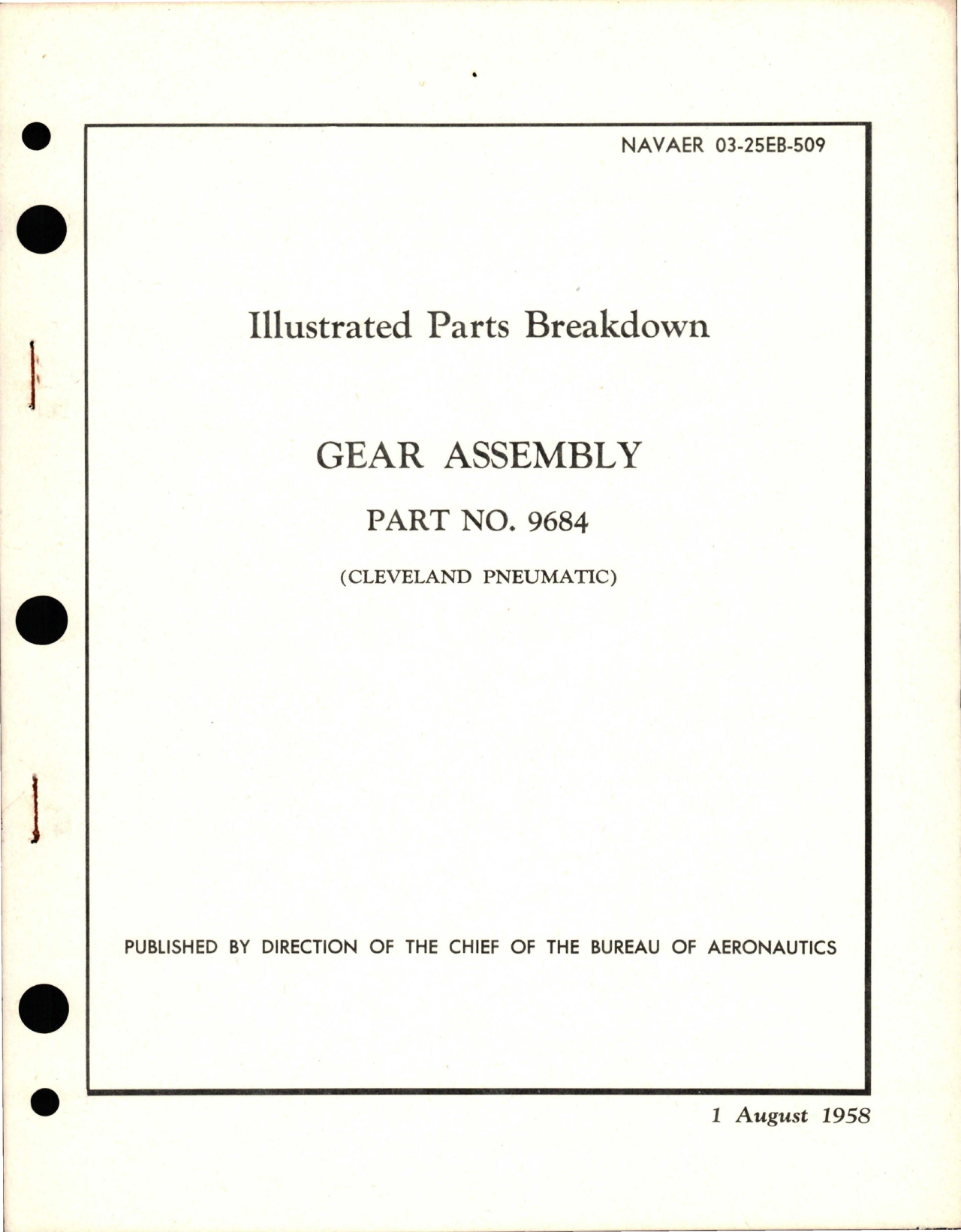 Sample page 1 from AirCorps Library document: Illustrated Parts Breakdown for Gear Assembly - Part 9684 
