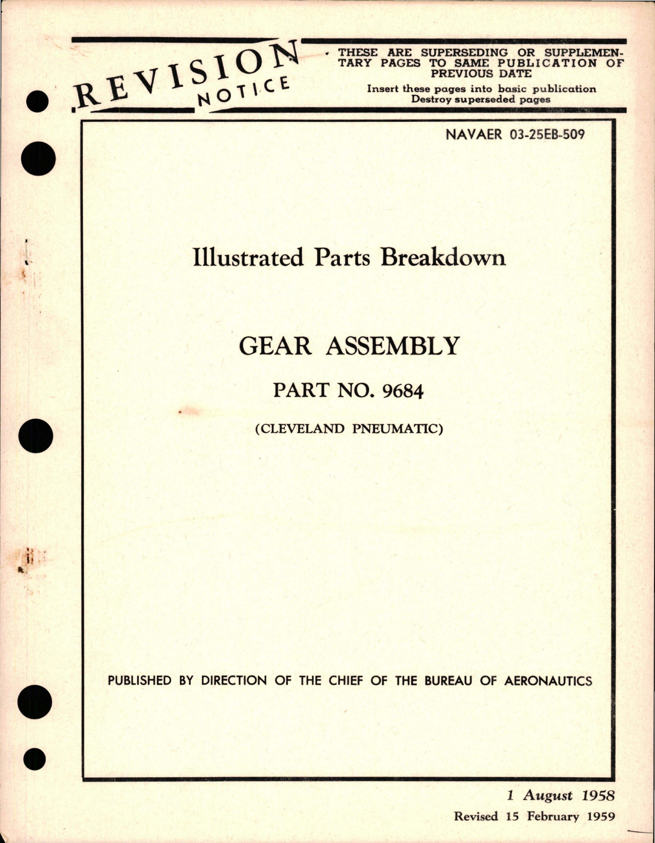 Sample page 1 from AirCorps Library document: Illustrated Parts Breakdown for Gear Assembly - Part 9684