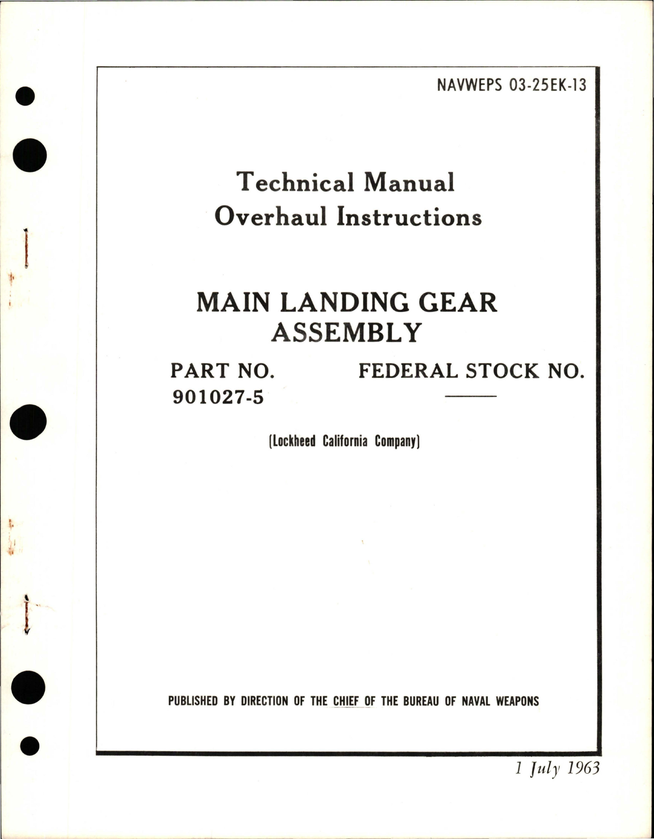 Sample page 1 from AirCorps Library document: Overhaul Instructions for Main Landing Gear Assembly - Part 901027-5