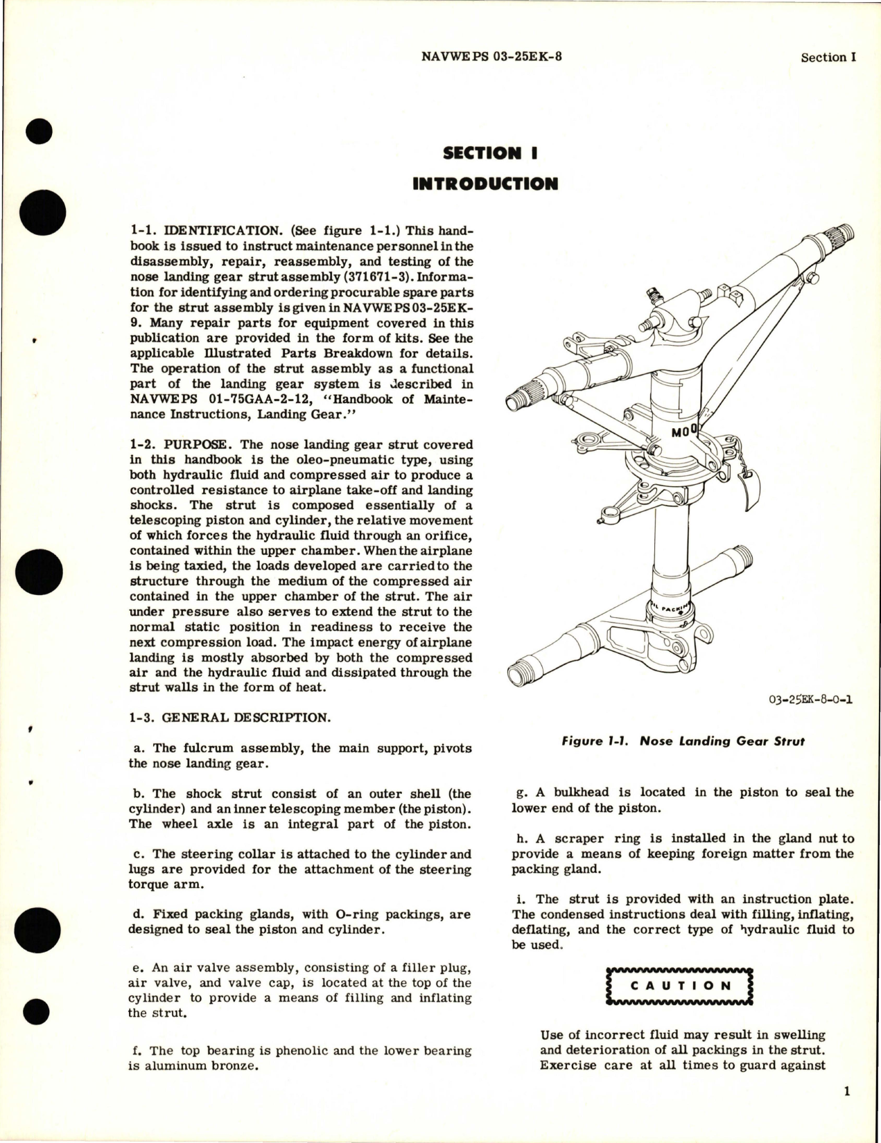 Sample page 5 from AirCorps Library document: Overhaul Instructions for Nose Landing Gear Strut Assembly - Parts 371671-3 and 380202-1