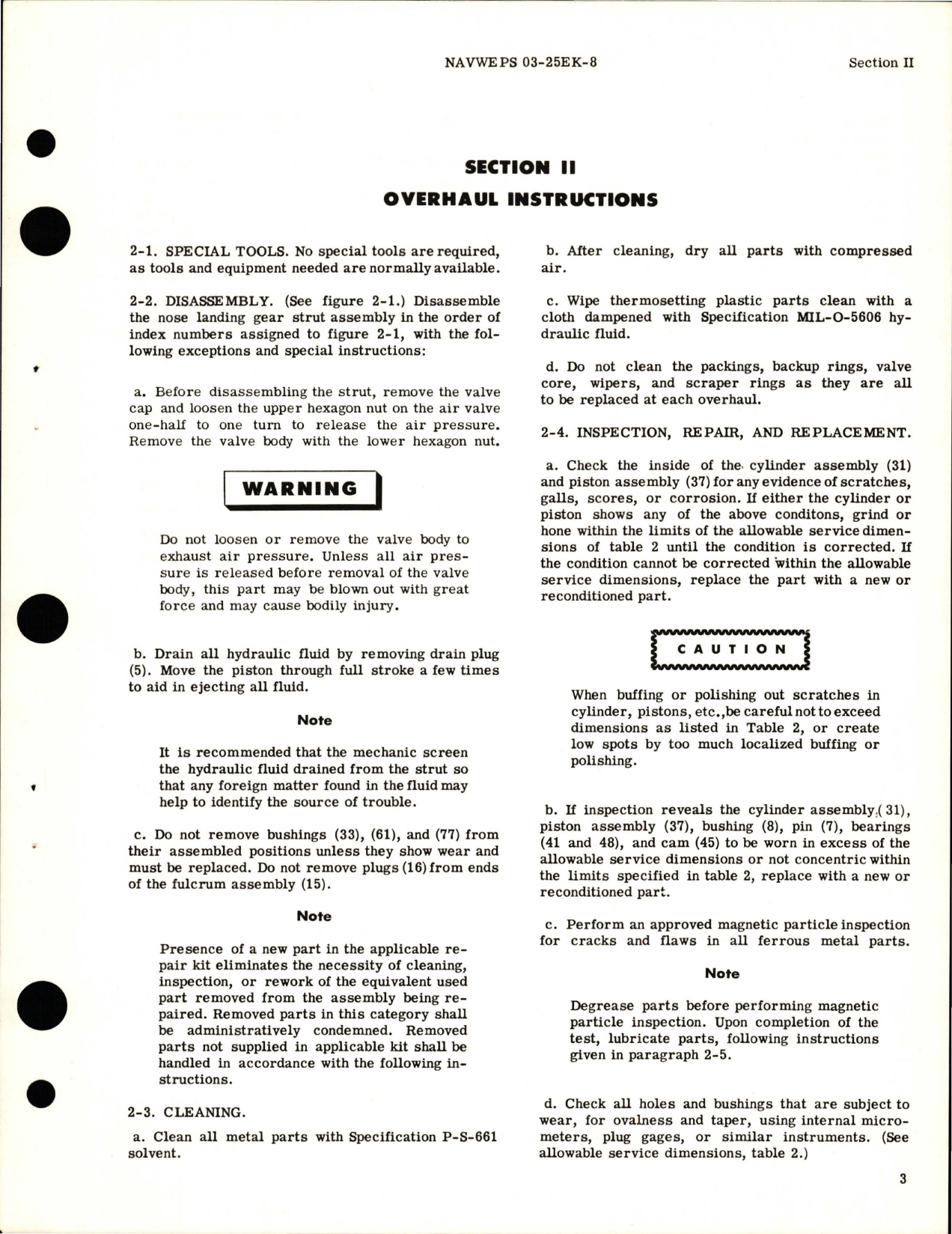 Sample page 7 from AirCorps Library document: Overhaul Instructions for Nose Landing Gear Strut Assembly - Parts 371671-3 and 380202-1