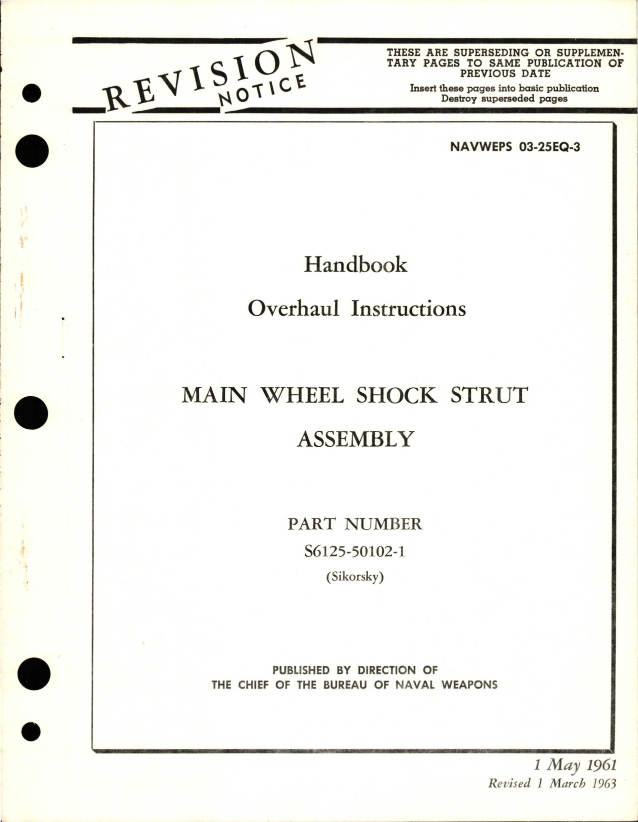 Sample page 1 from AirCorps Library document: Overhaul Instructions for Main Wheel Shock Strut Assembly - Part S6125-50102-1 