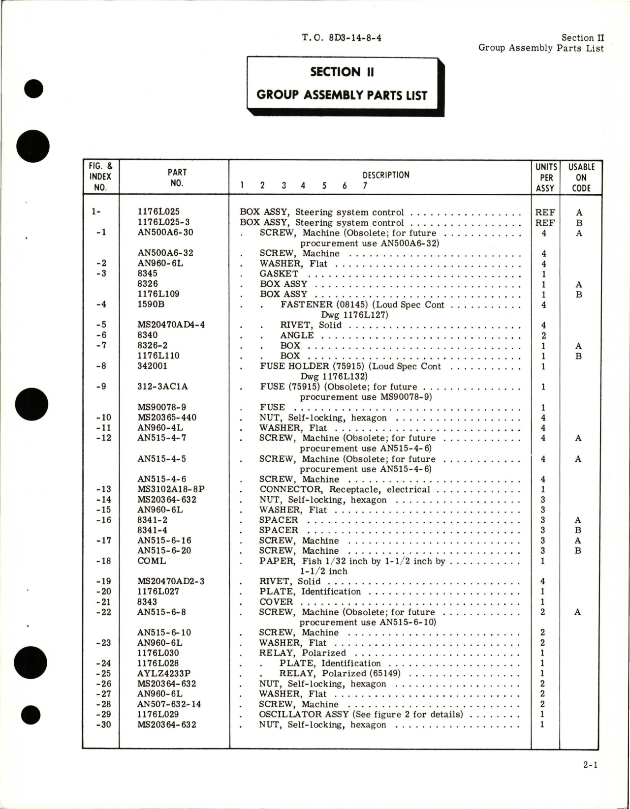 Sample page 7 from AirCorps Library document: Illustrated Parts Breakdown for Steering System Control Box - Parts 1176L025 and 1176L025-3