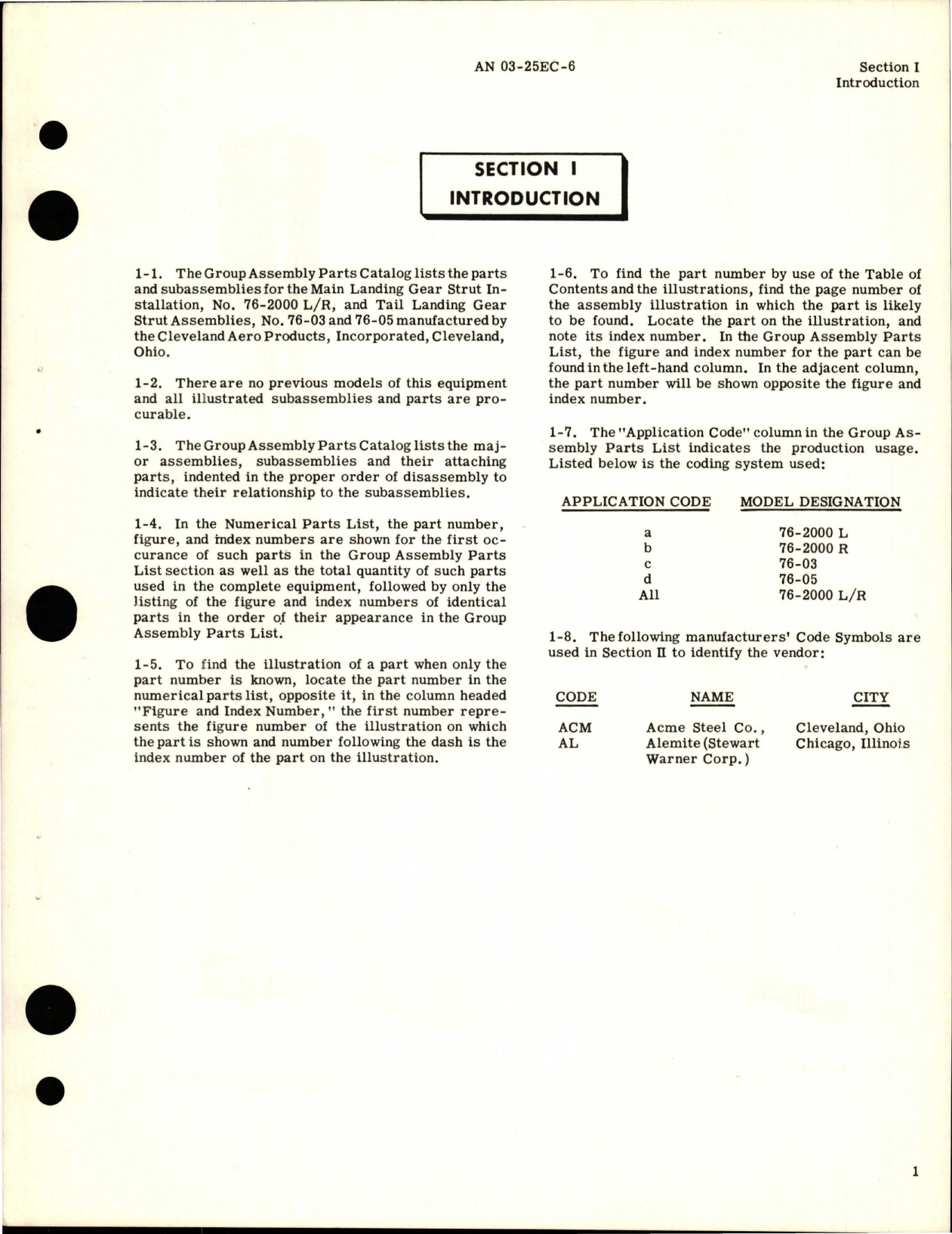 Sample page 5 from AirCorps Library document: Parts Catalog for Main Landing Gear Installation and Tail Landing Gear Strut Assembly