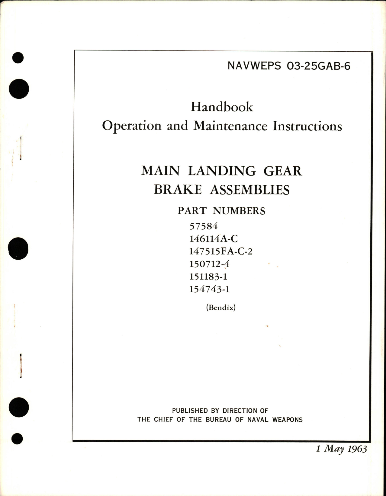 Sample page 1 from AirCorps Library document: Operation and Maintenance Instructions for Main Landing Gear Brake Assembly