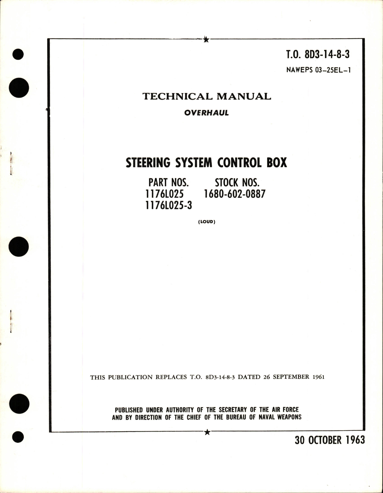 Sample page 1 from AirCorps Library document: Overhaul for Steering System Control Box - Parts 1176L025 and 1176L025-3 