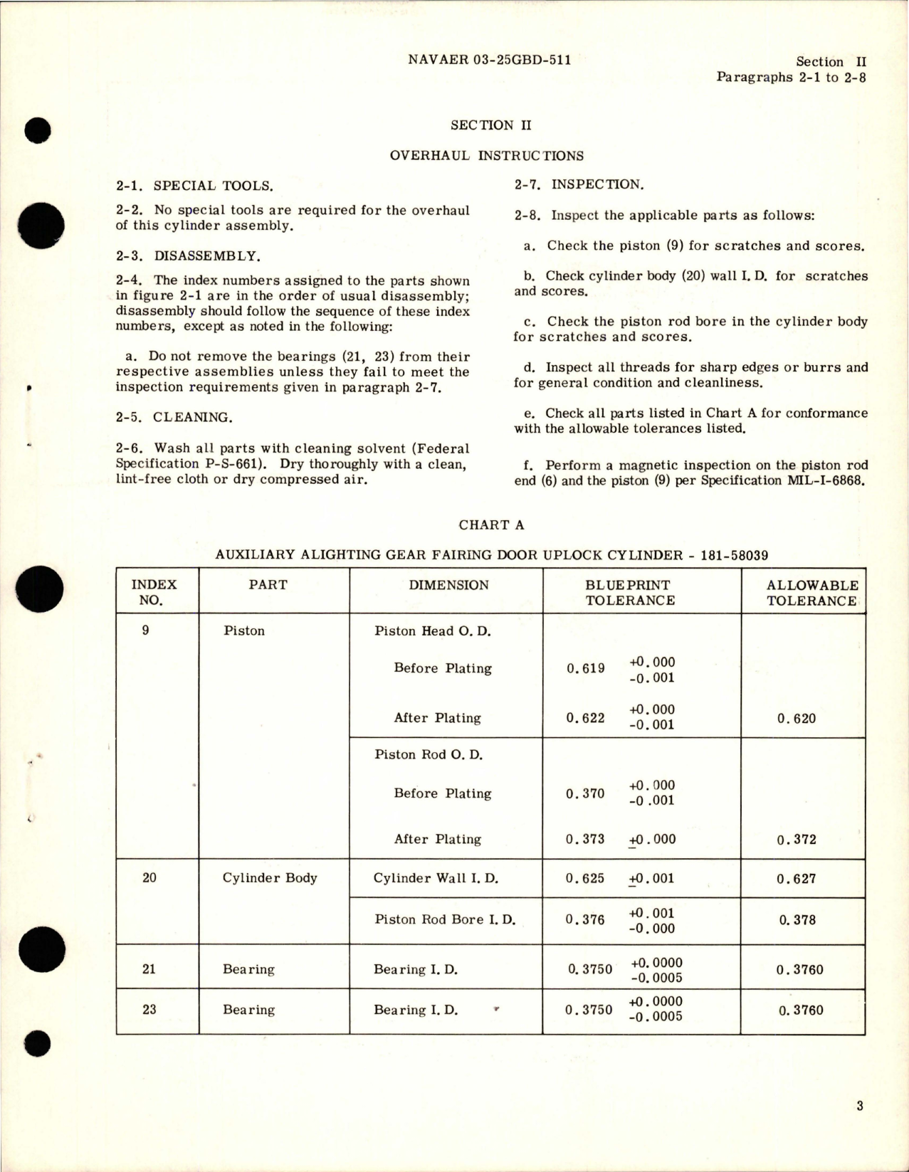 Sample page 5 from AirCorps Library document: Overhaul Instructions for Hydraulic Auxiliary Alighting Gear Fairing Door Uplock Cylinder Assembly - Part 181-58039-3
