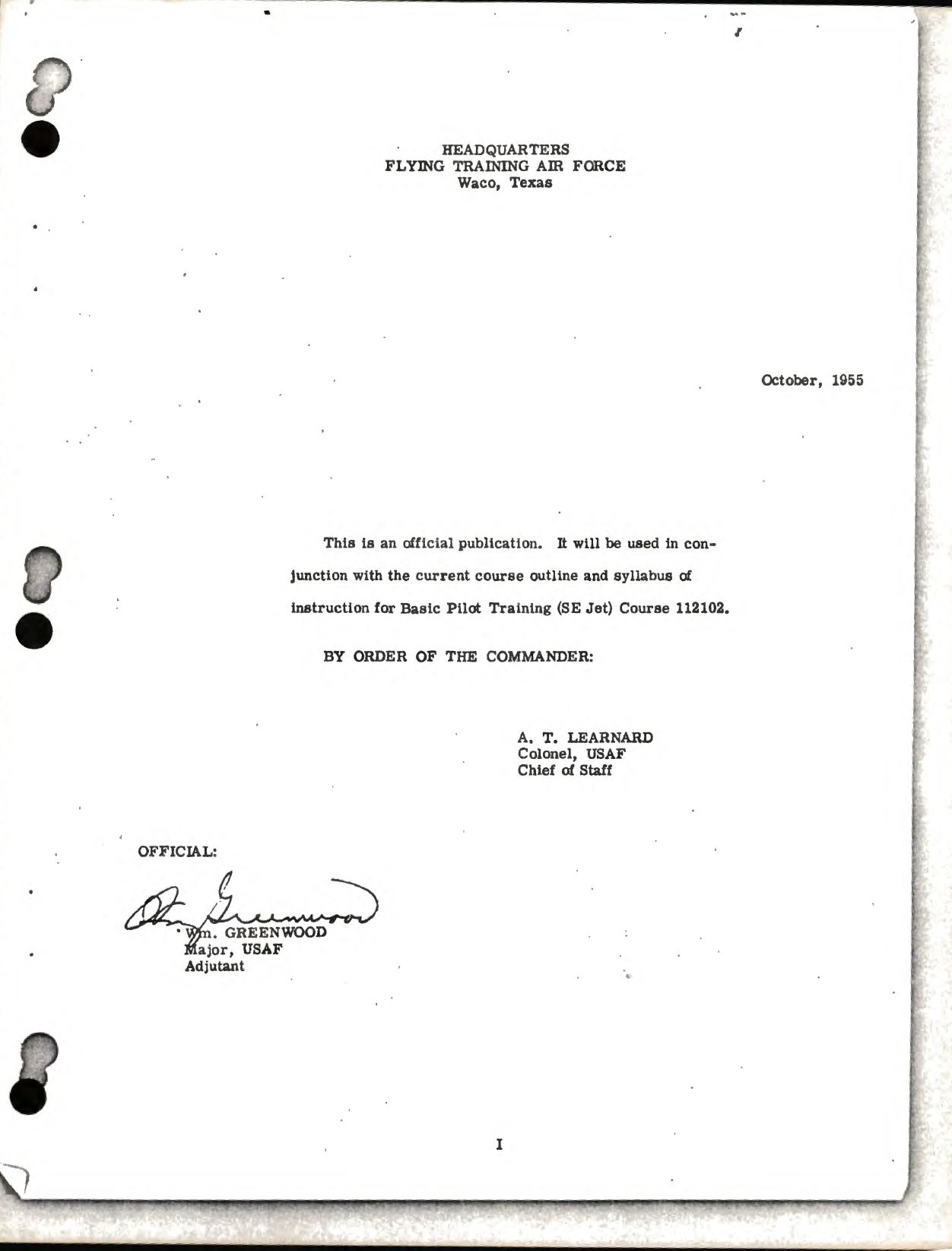 Sample page 3 from AirCorps Library document: USAF Basic Pilot Training for Flight Line T-33