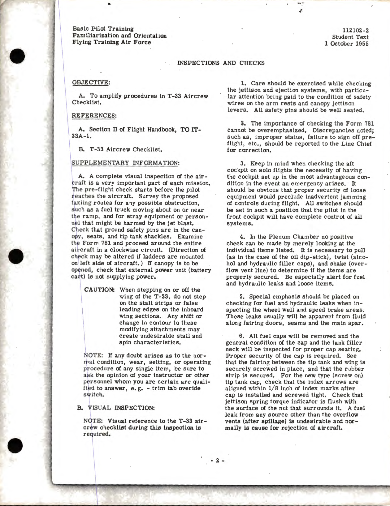 Sample page 7 from AirCorps Library document: USAF Basic Pilot Training for Flight Line T-33
