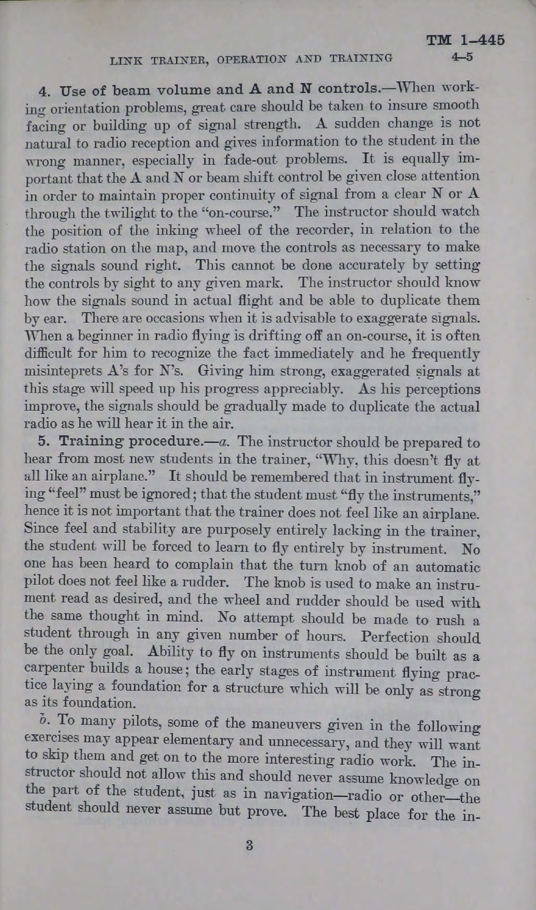 Sample page 5 from AirCorps Library document: Link Trainer Operation and Training