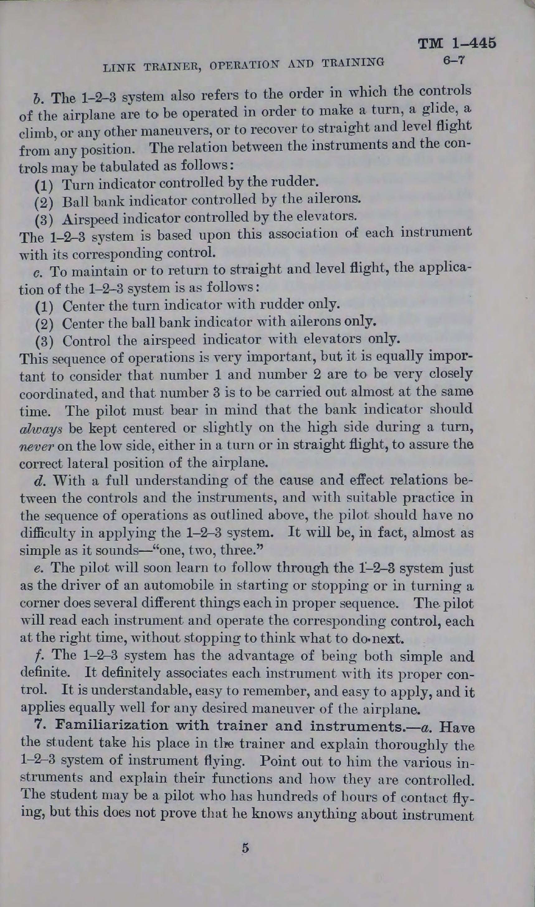 Sample page 7 from AirCorps Library document: Link Trainer Operation and Training