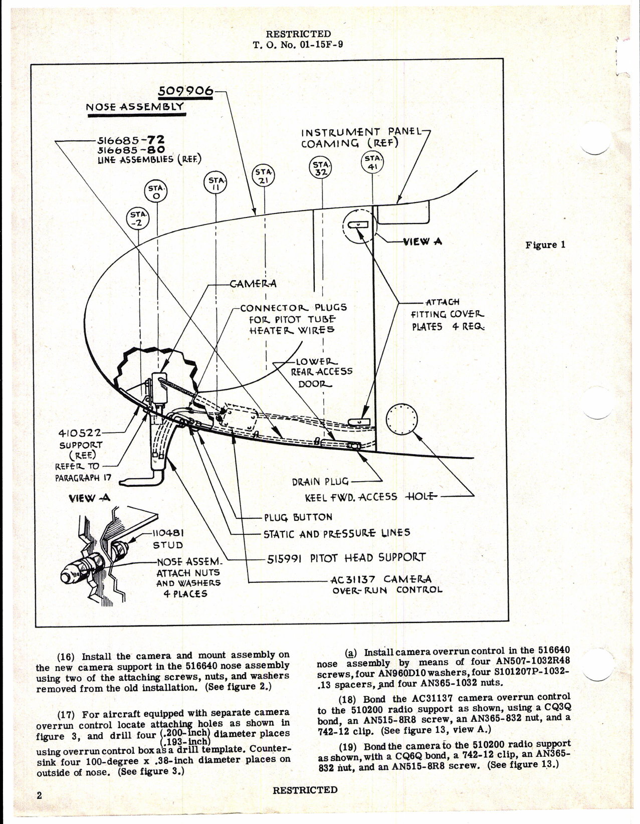 Sample page 2 from AirCorps Library document: Northrop - Installation of Fibre-Glass Cres Nacelle Nose for YP-61 and P-61A