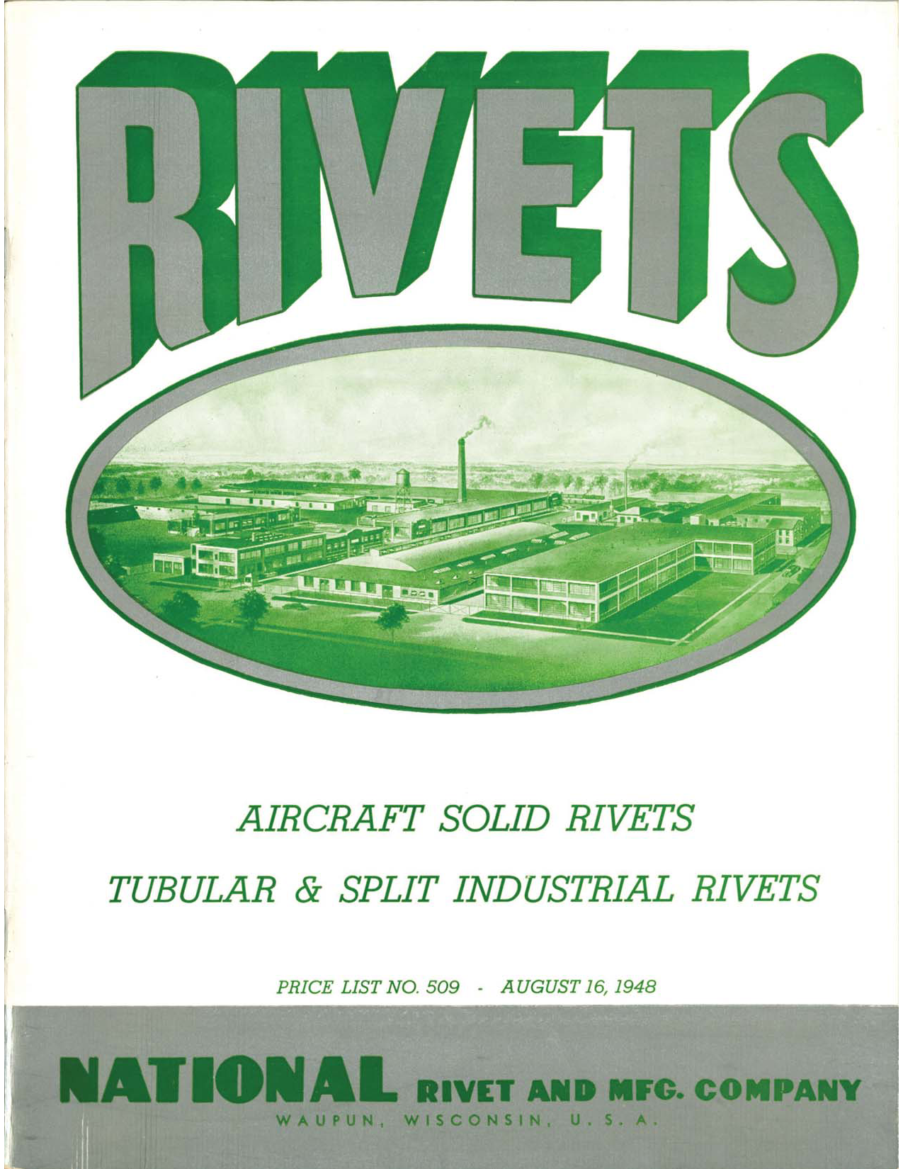 Sample page 1 from AirCorps Library document: Aircraft Solid Rivets - Tubular and  Split Industrial Rivets - National Rivet