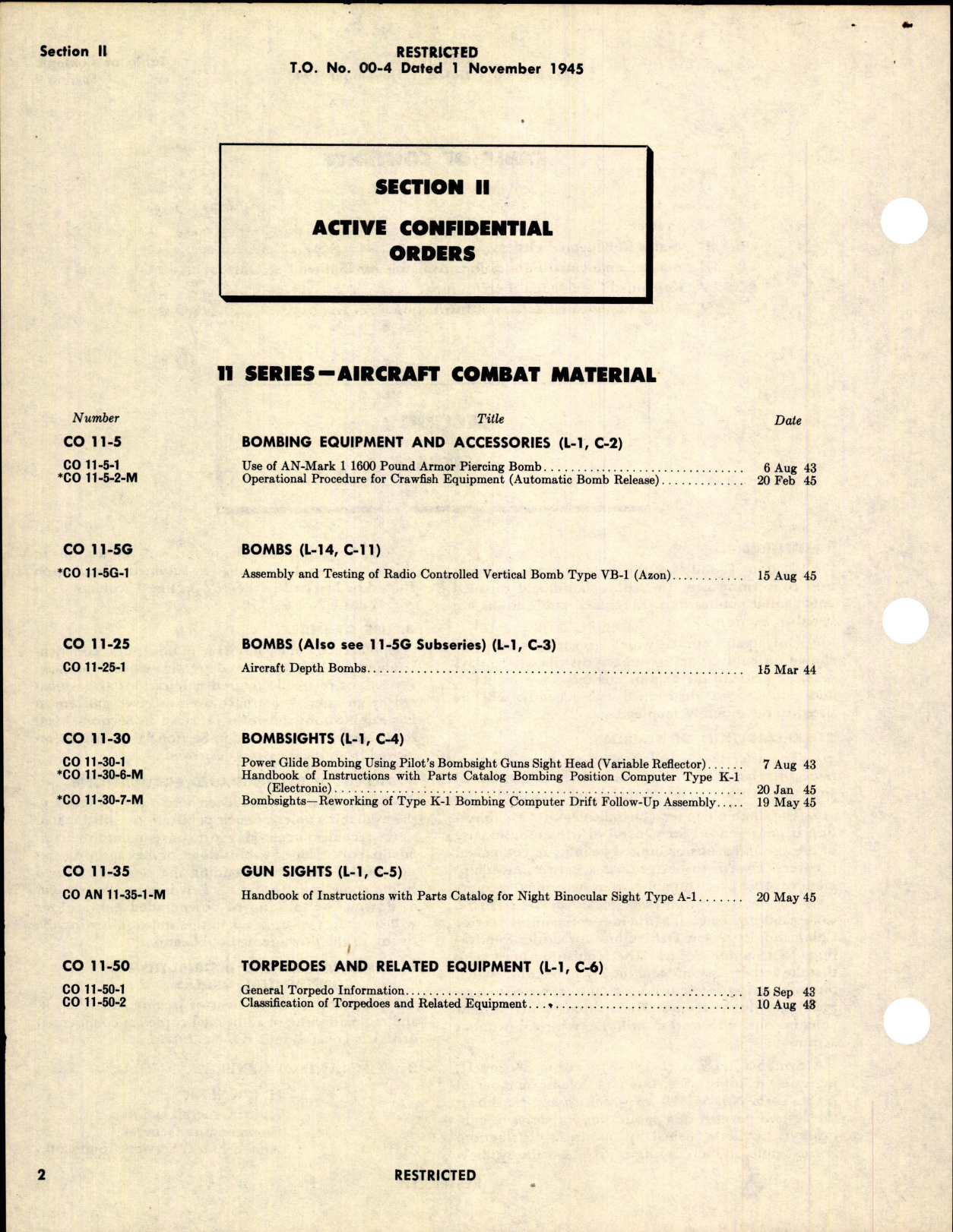 Sample page 4 from AirCorps Library document: Numerical Index of Confidential Publications