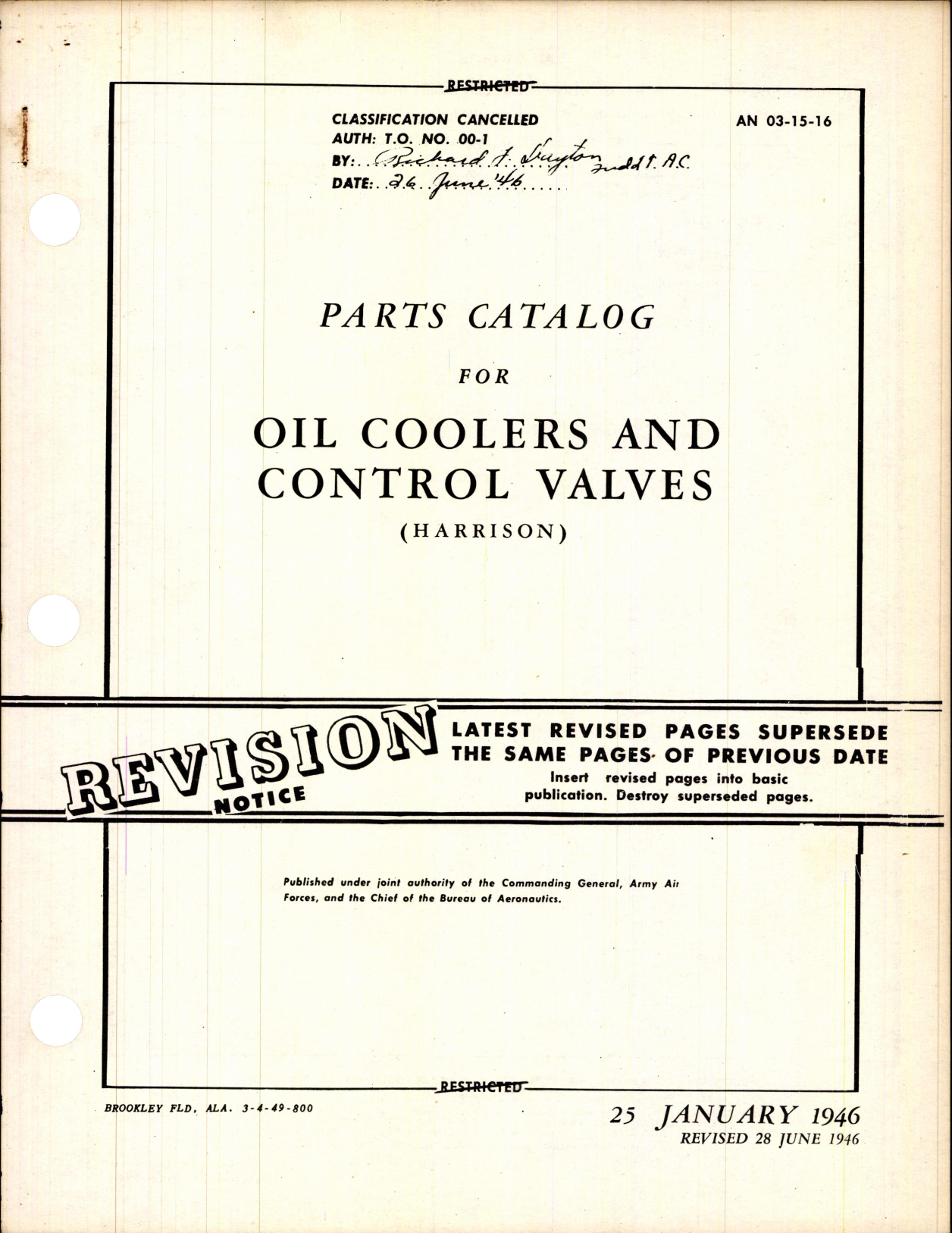 Sample page 1 from AirCorps Library document: Parts Catalog for Oil Coolers and Control Valves