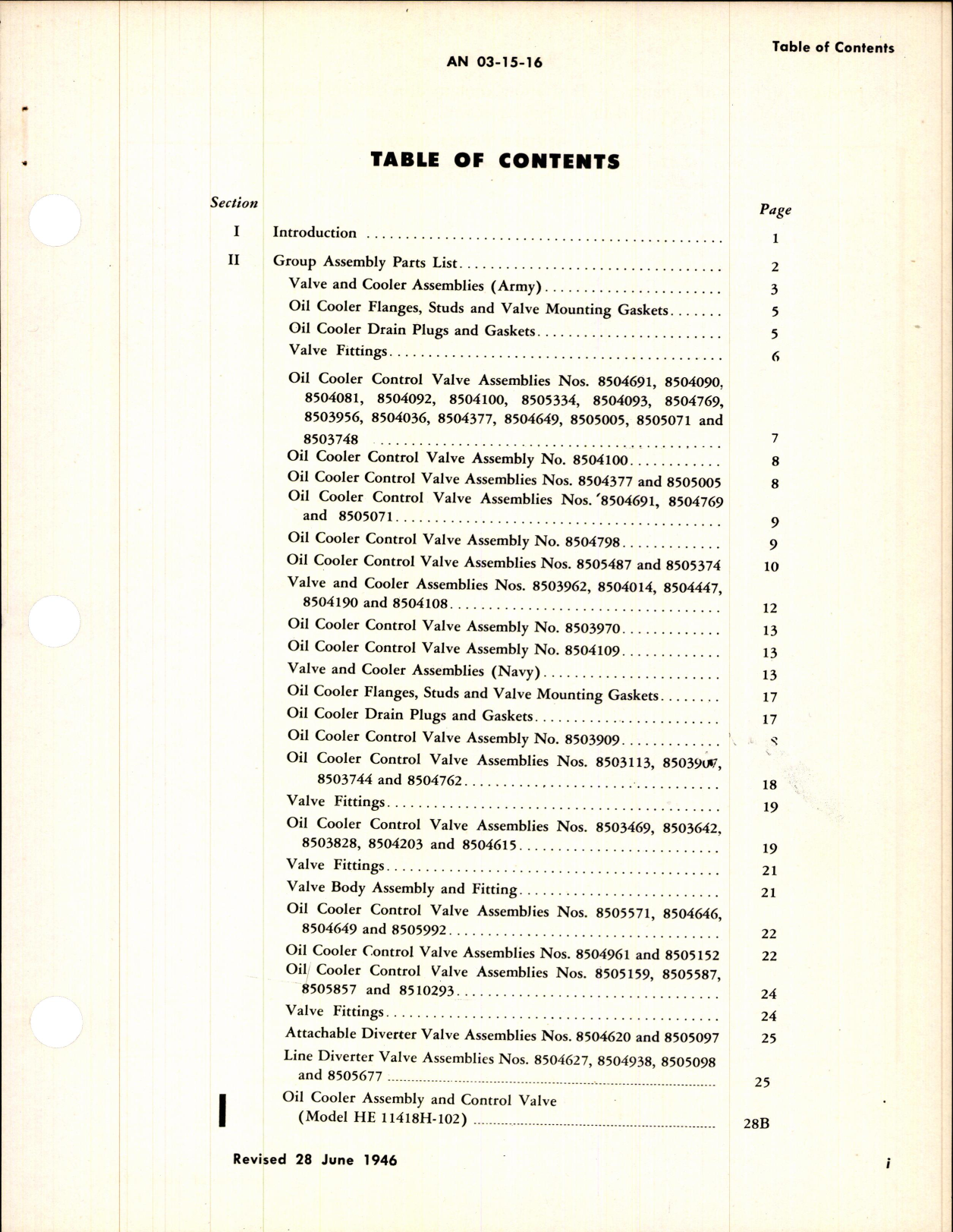 Sample page 3 from AirCorps Library document: Parts Catalog for Oil Coolers and Control Valves