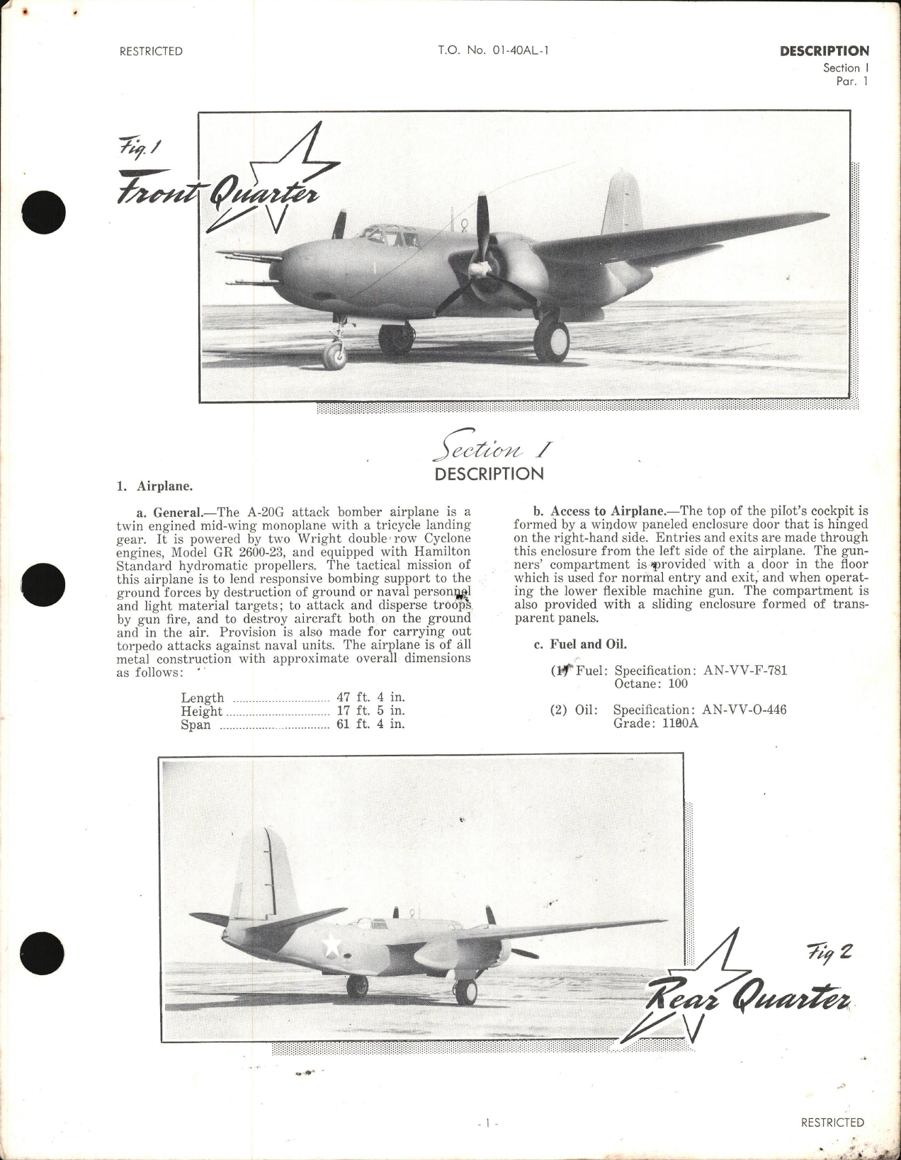 Sample page 5 from AirCorps Library document: Pilot's Flight Operating Instructions for A-20G-1-DO