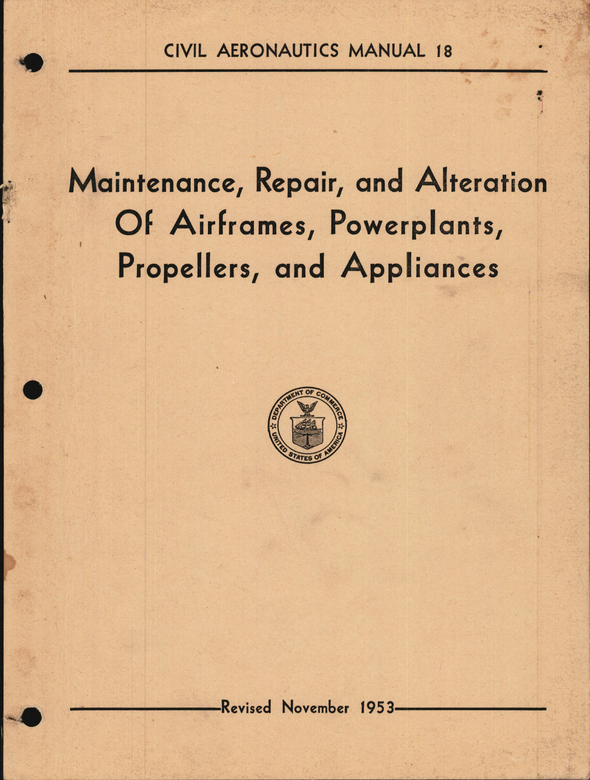 Sample page 1 from AirCorps Library document: Maintenance, Repair, and Alteration of Airframes, Powerplants, Propellers, and Appliances