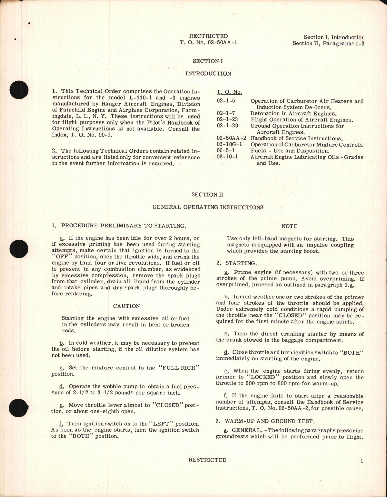 Sample page 5 from AirCorps Library document: Operating Instructions for L-440-1 and L-440-3 Engines