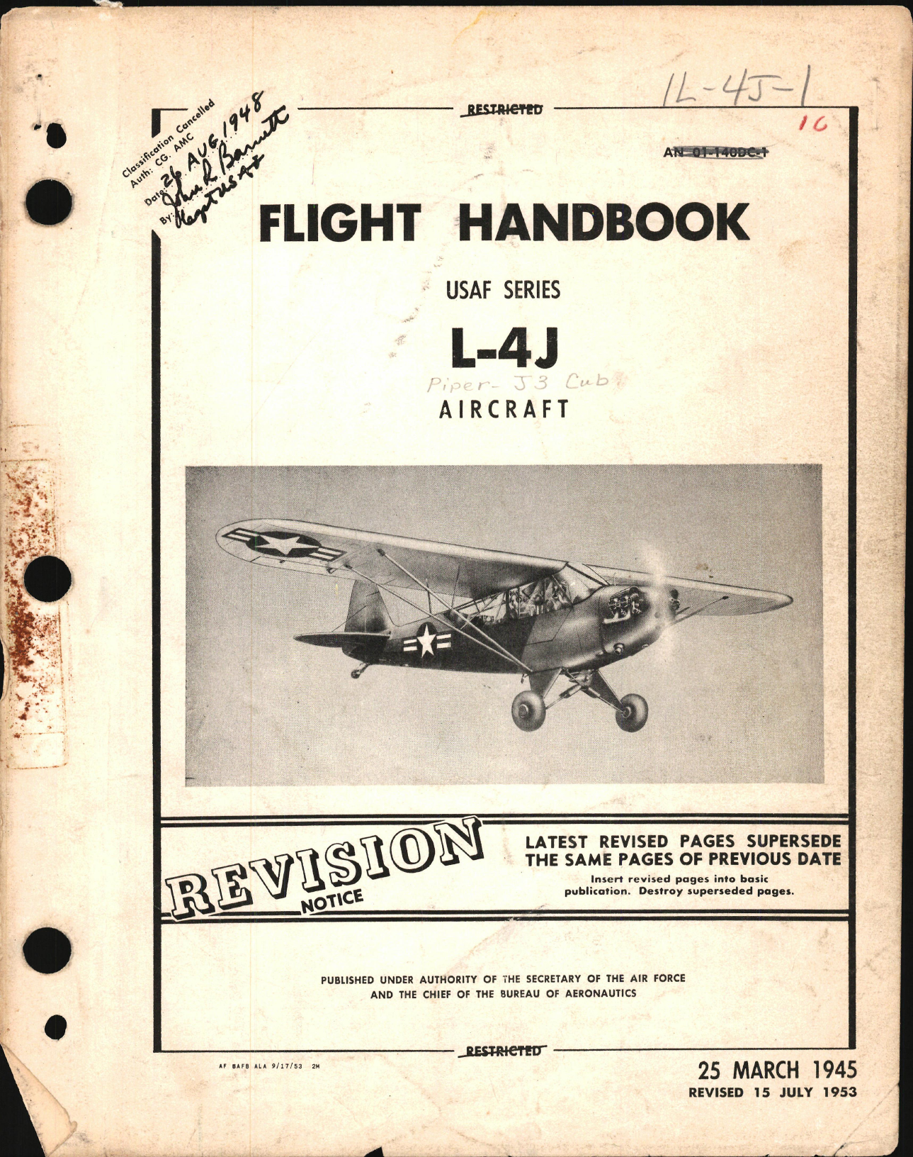 Sample page 1 from AirCorps Library document: Flight Handbook for L-4J