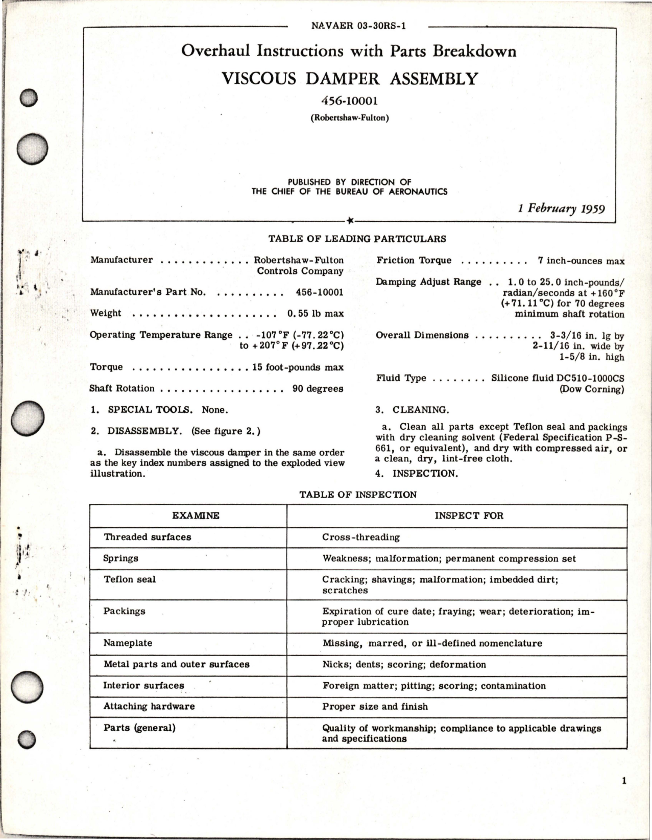 Sample page 1 from AirCorps Library document: Overhaul Instructions with Parts Breakdown for Viscous Damper Assembly - 456-10001