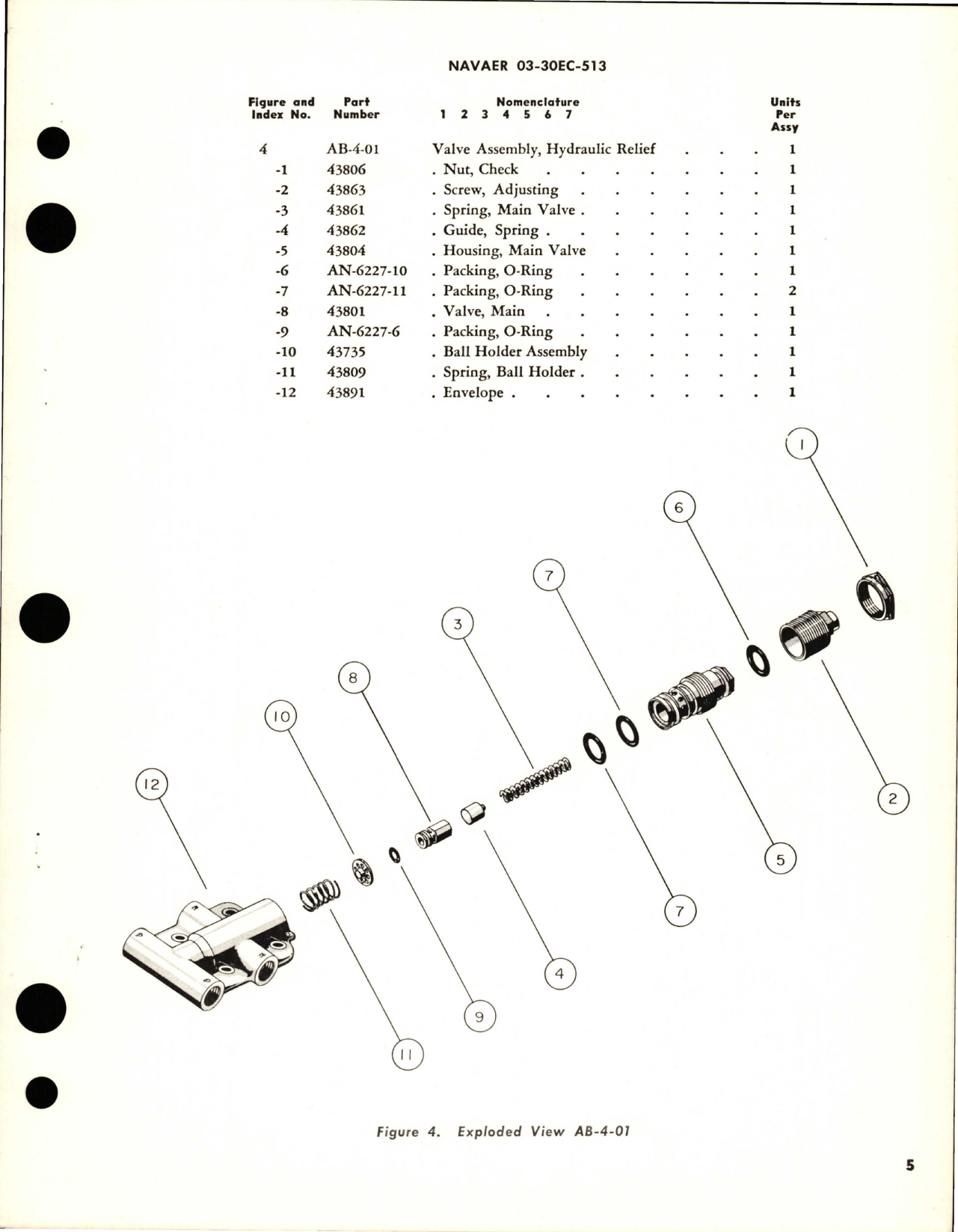 Sample page 5 from AirCorps Library document: Overhaul Instructions with Parts Breakdown for Hydraulic Pressure Relief Valve - AB-4-01