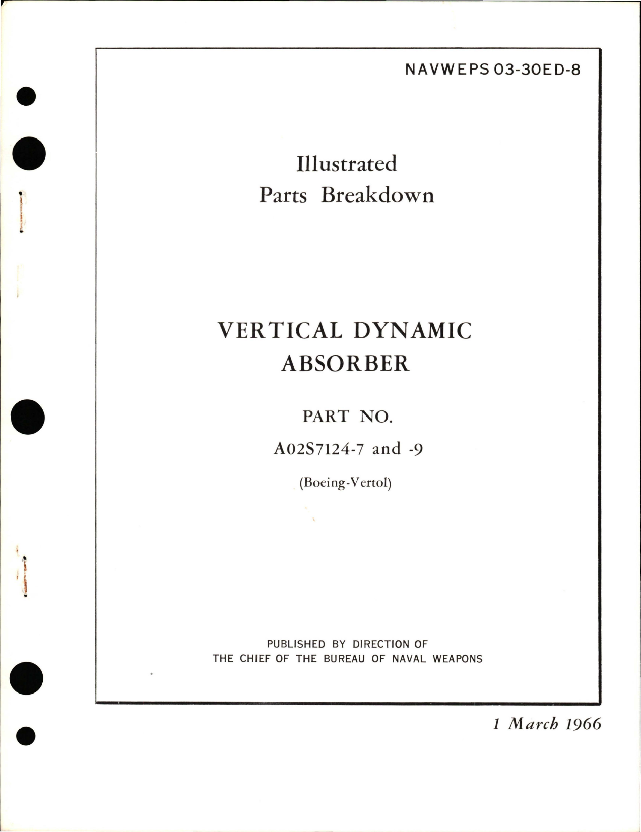 Sample page 1 from AirCorps Library document: Illustrated Parts Breakdown for Vertical Dynamic Absorber - Part A02S7124-7 and A02S7124-9