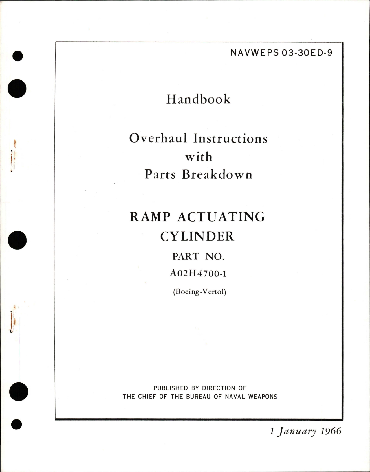 Sample page 1 from AirCorps Library document: Overhaul Instructions with Parts Breakdown for Ramp Actuating Cylinder - Part A02H4700-1