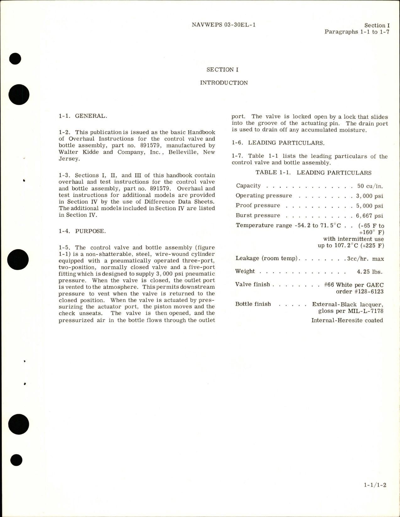Sample page 5 from AirCorps Library document: Overhaul Instructions for Control Valve and Bottle Assembly - Part 891579