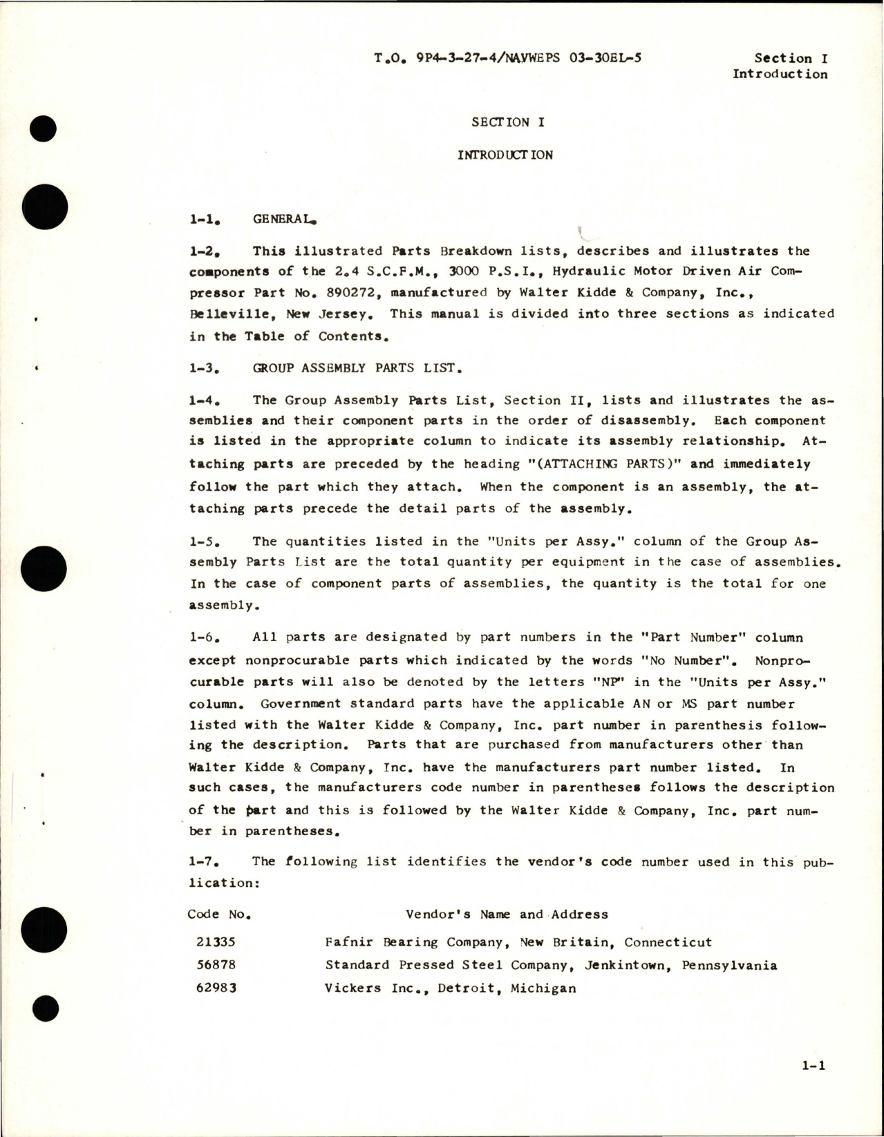 Sample page 5 from AirCorps Library document: Illustrated Parts Breakdown for Hydraulic Motor Driven Air Compressor - Part 890272 