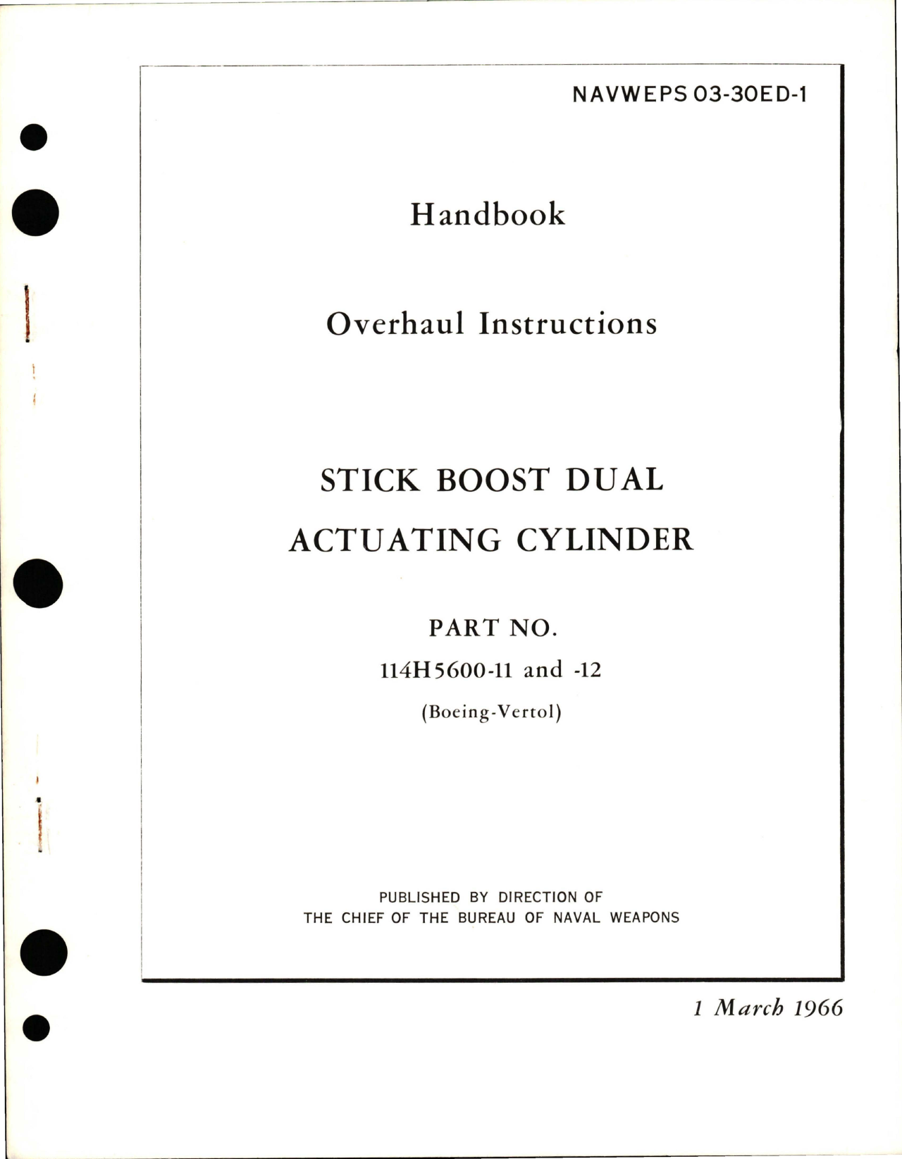 Sample page 1 from AirCorps Library document: Overhaul Instructions for Stick Boost Dual Actuating Cylinder - Part 114H5600-11 and 114H5600-12