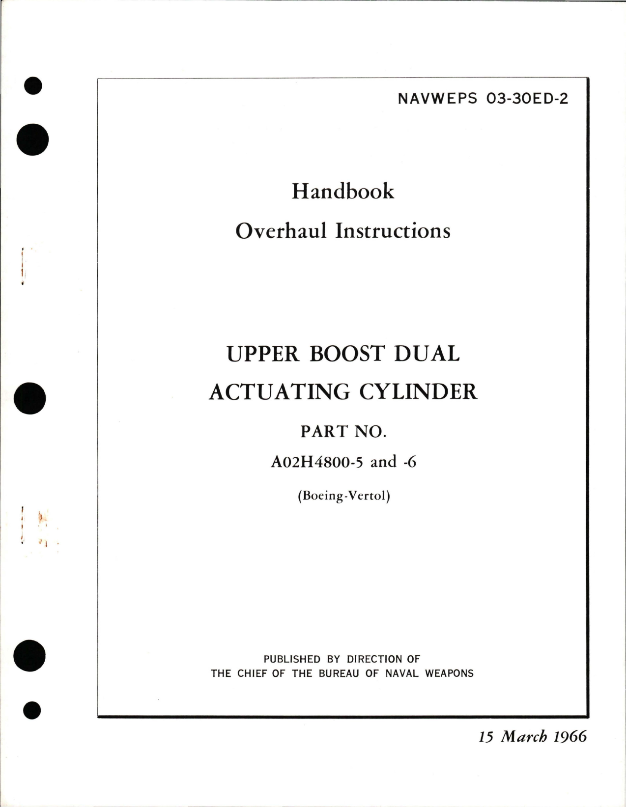 Sample page 1 from AirCorps Library document: Overhaul Instructions for Upper Boost Dual Actuating Cylinder - Part A02H4800-5 and A02H4800-6