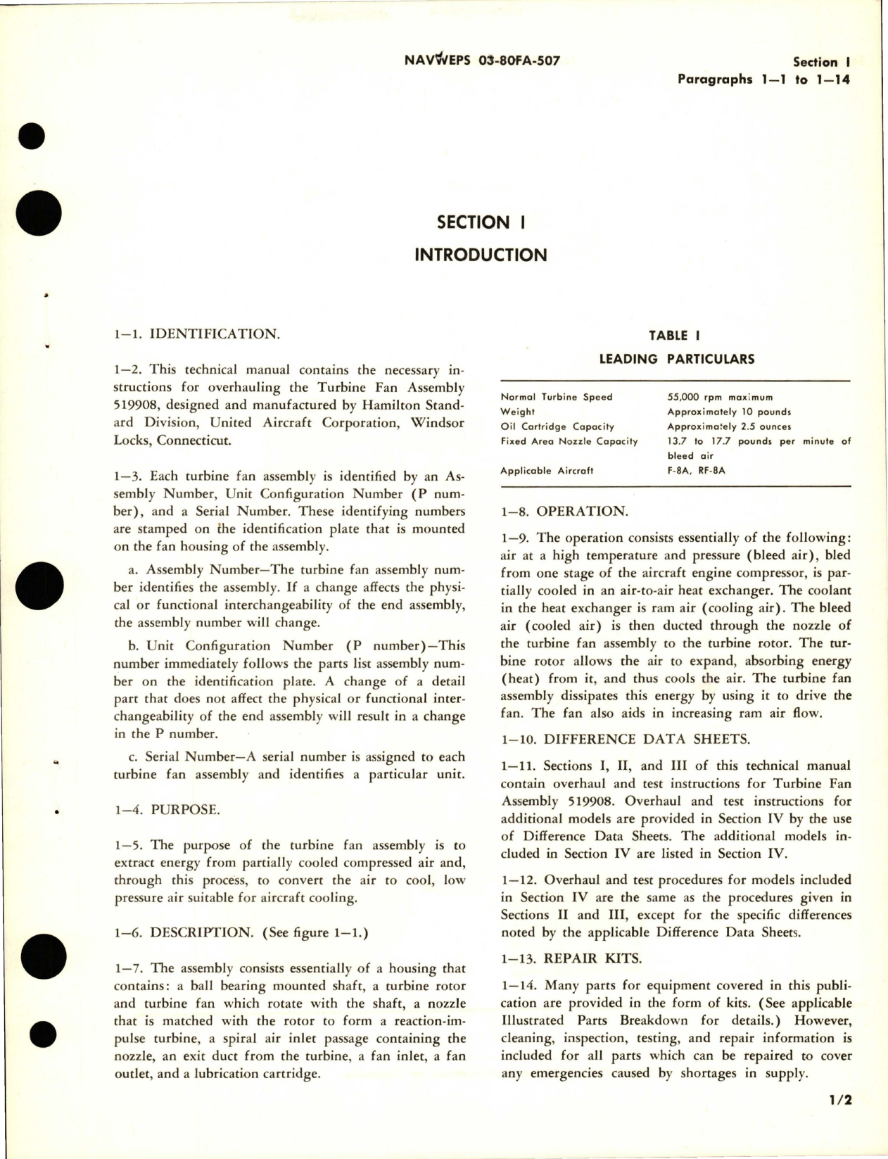 Sample page 5 from AirCorps Library document: Overhaul Instructions for Turbine Fan - Assemblies 519908, 519909, and 536928