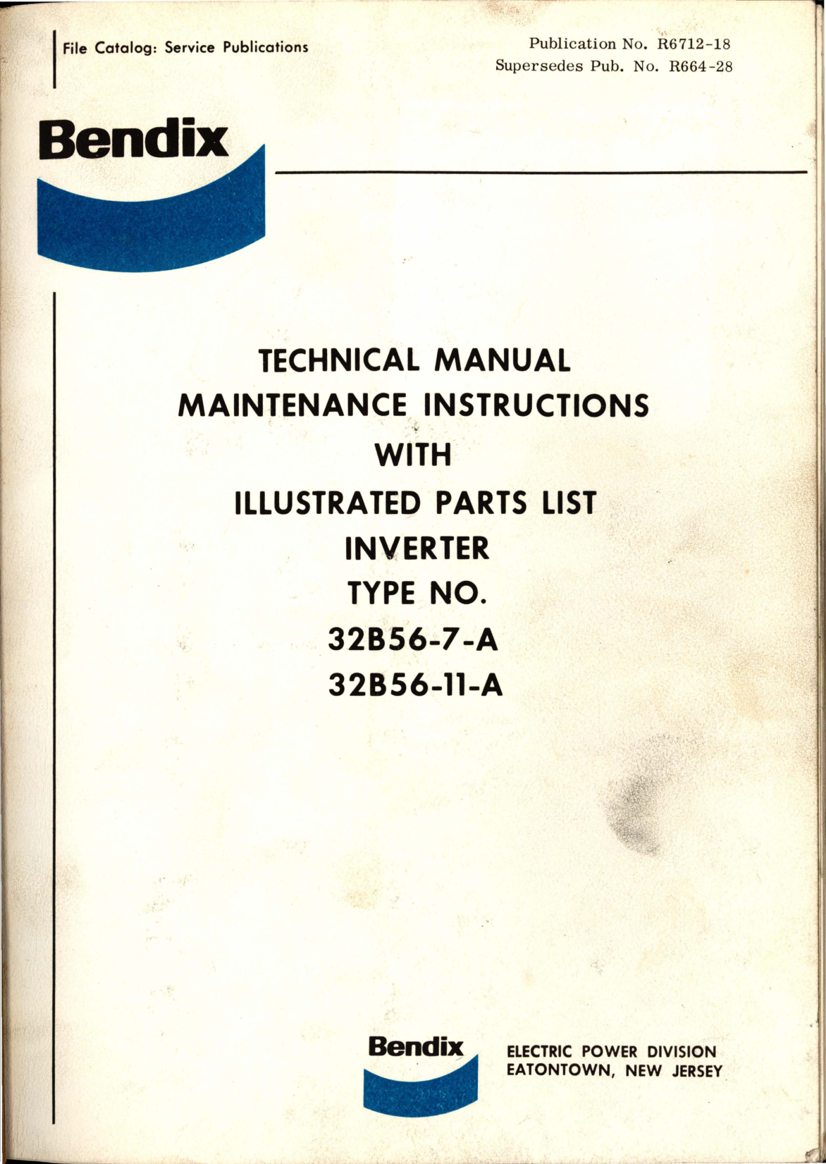 Sample page 1 from AirCorps Library document: Maintenance Instructions with Illustrated Parts List for Inverter - Type 32B56-7-A and 32B56-11-A