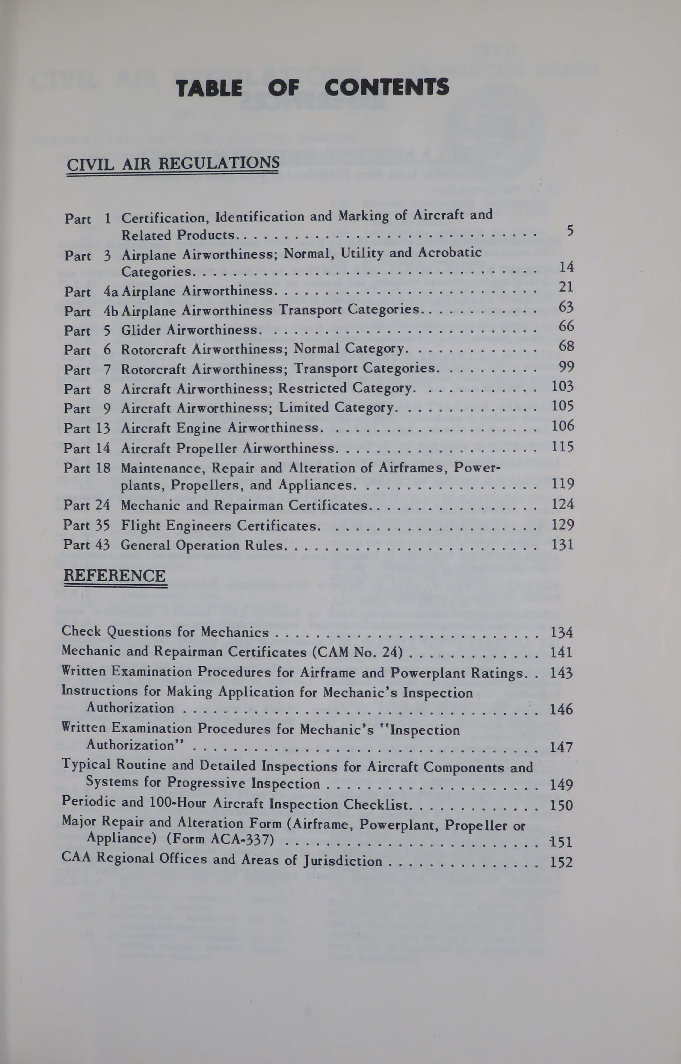 Sample page 5 from AirCorps Library document: Civil Air Regulations for Mechanics