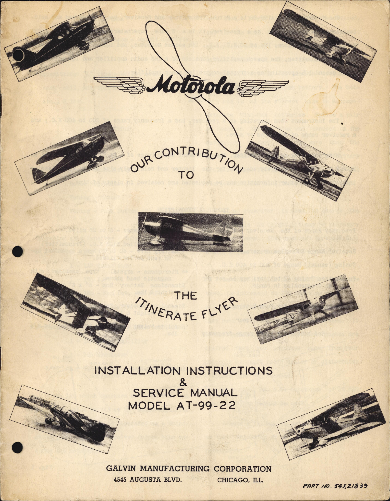 Sample page 1 from AirCorps Library document: Installation Instructions & Service Manual for Model AT-99-22 Tube Transmitter & Receiver