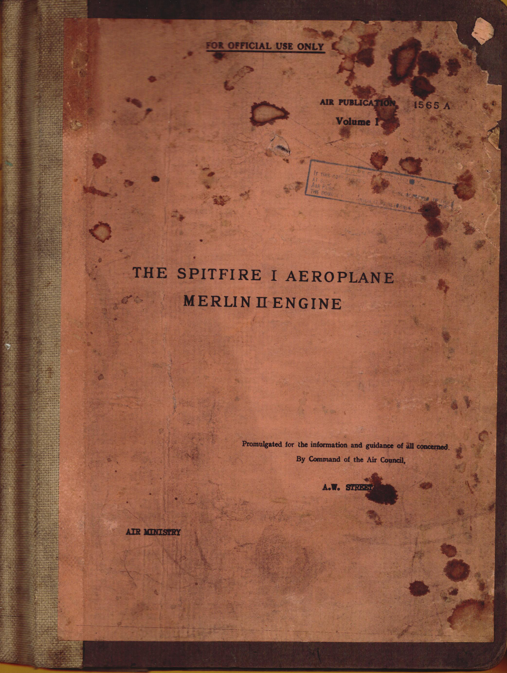 Sample page 1 from AirCorps Library document: The Spitfire I Aeroplane with Merlin II Engine
