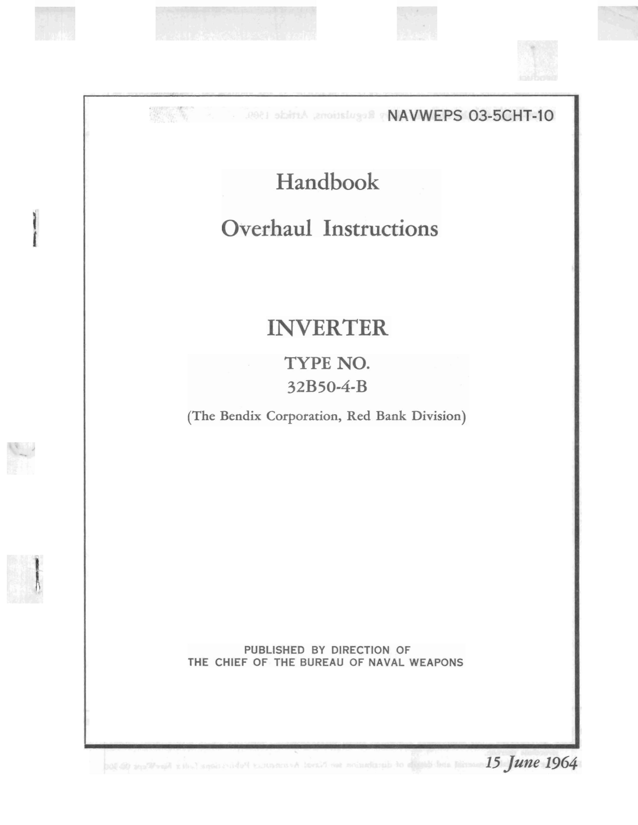Sample page 1 from AirCorps Library document: Overhaul Instructions for Inverter - Type 32B50-4-B