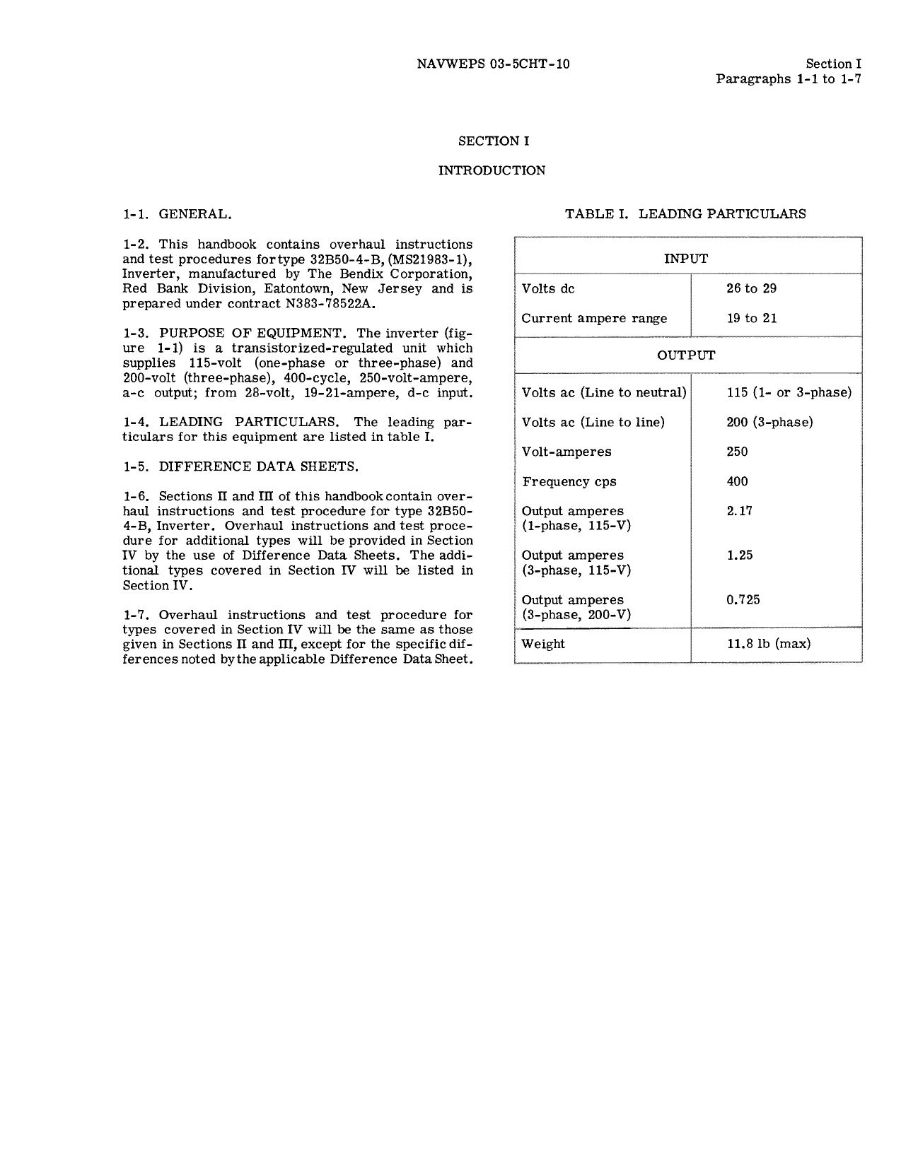 Sample page 5 from AirCorps Library document: Overhaul Instructions for Inverter - Type 32B50-4-B