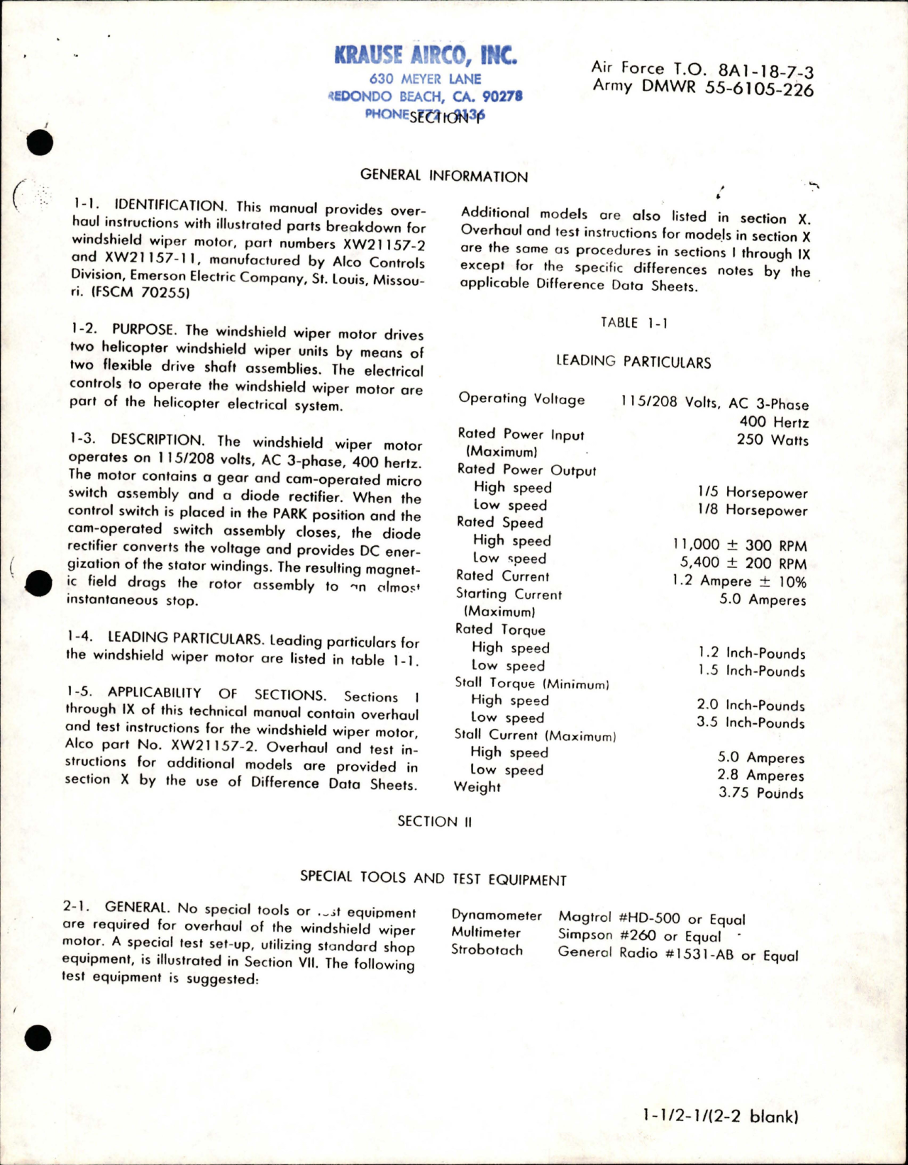 Sample page 5 from AirCorps Library document: Overhaul Instructions with Illustrated Parts Breakdown for Windshield Wiper Motor - Part XW21157-2 and XW21157-11 
