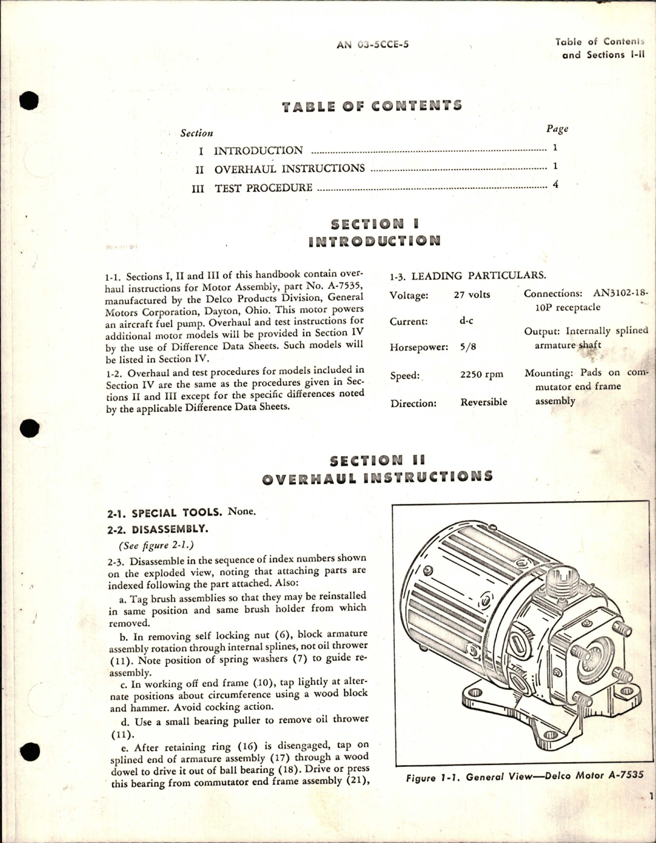 Sample page 5 from AirCorps Library document: Overhaul Instructions for Motor Assembly - Model A-7535 