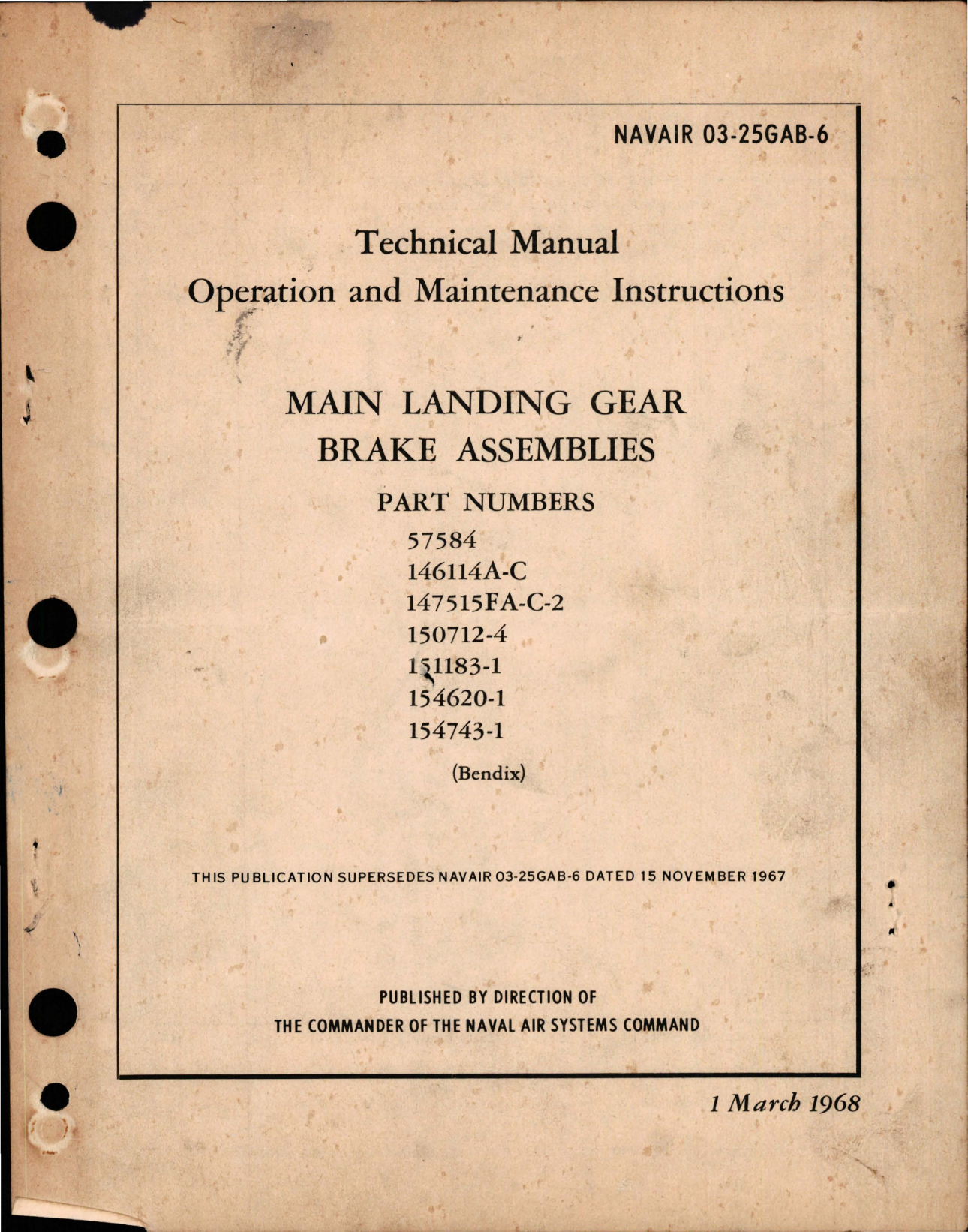 Sample page 1 from AirCorps Library document: Operation and Maintenance Instructions for Main Landing Gear Brake Assemblies